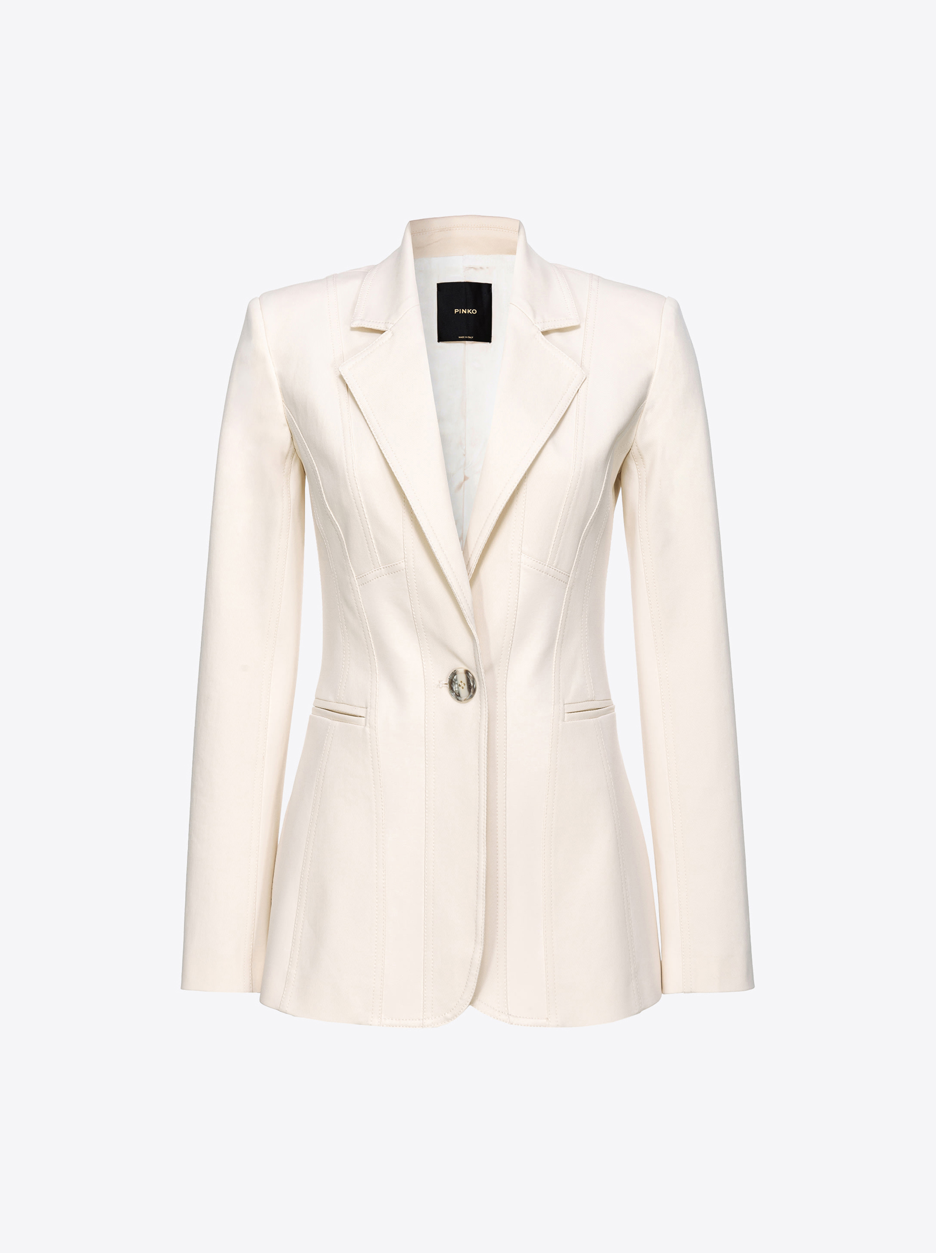 Pinko Dual-fabric Single-breasted Blazer In  Pink Smoke White