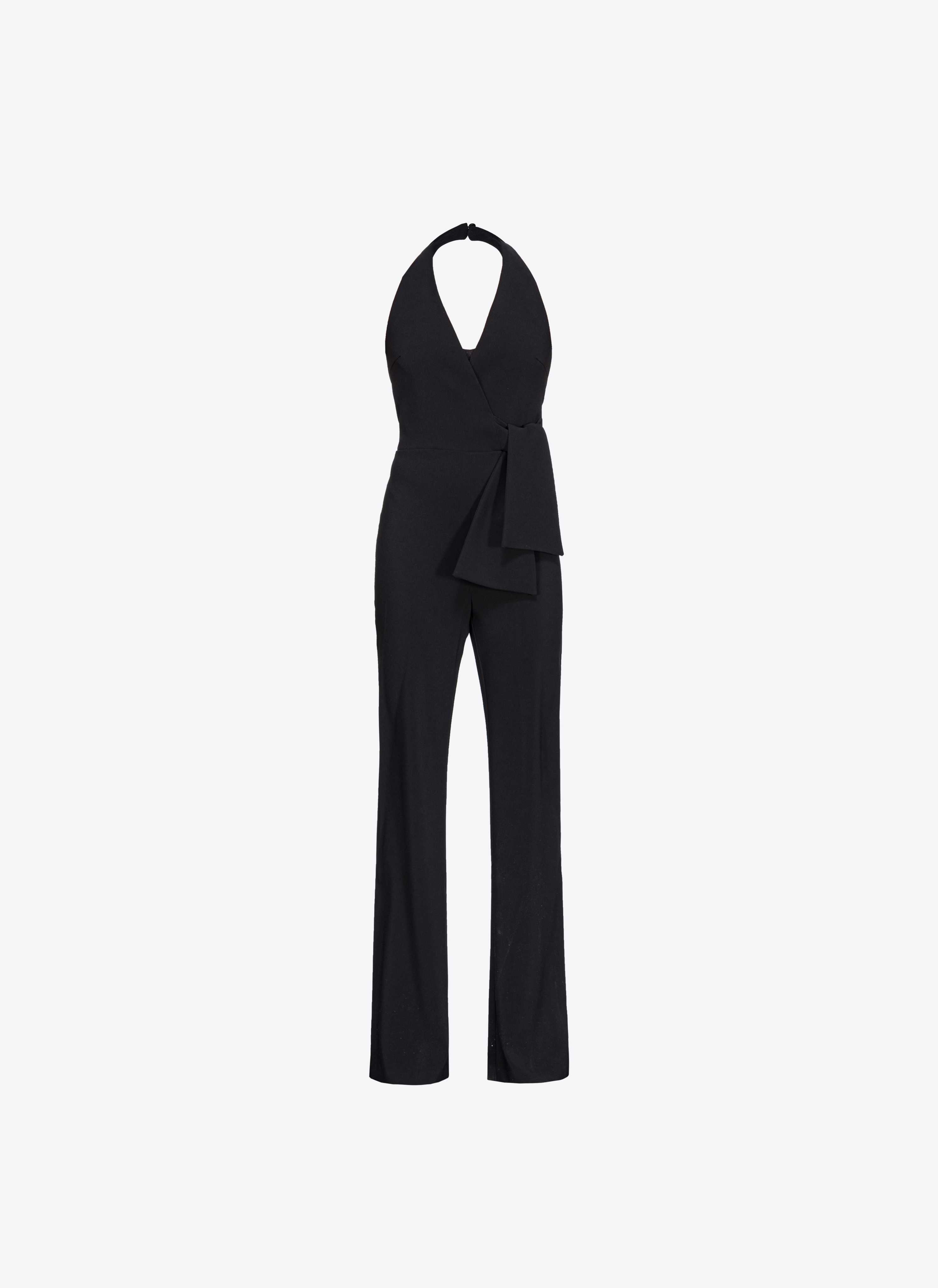 Shop Pinko Halterneck Jumpsuit In Noir Limousine