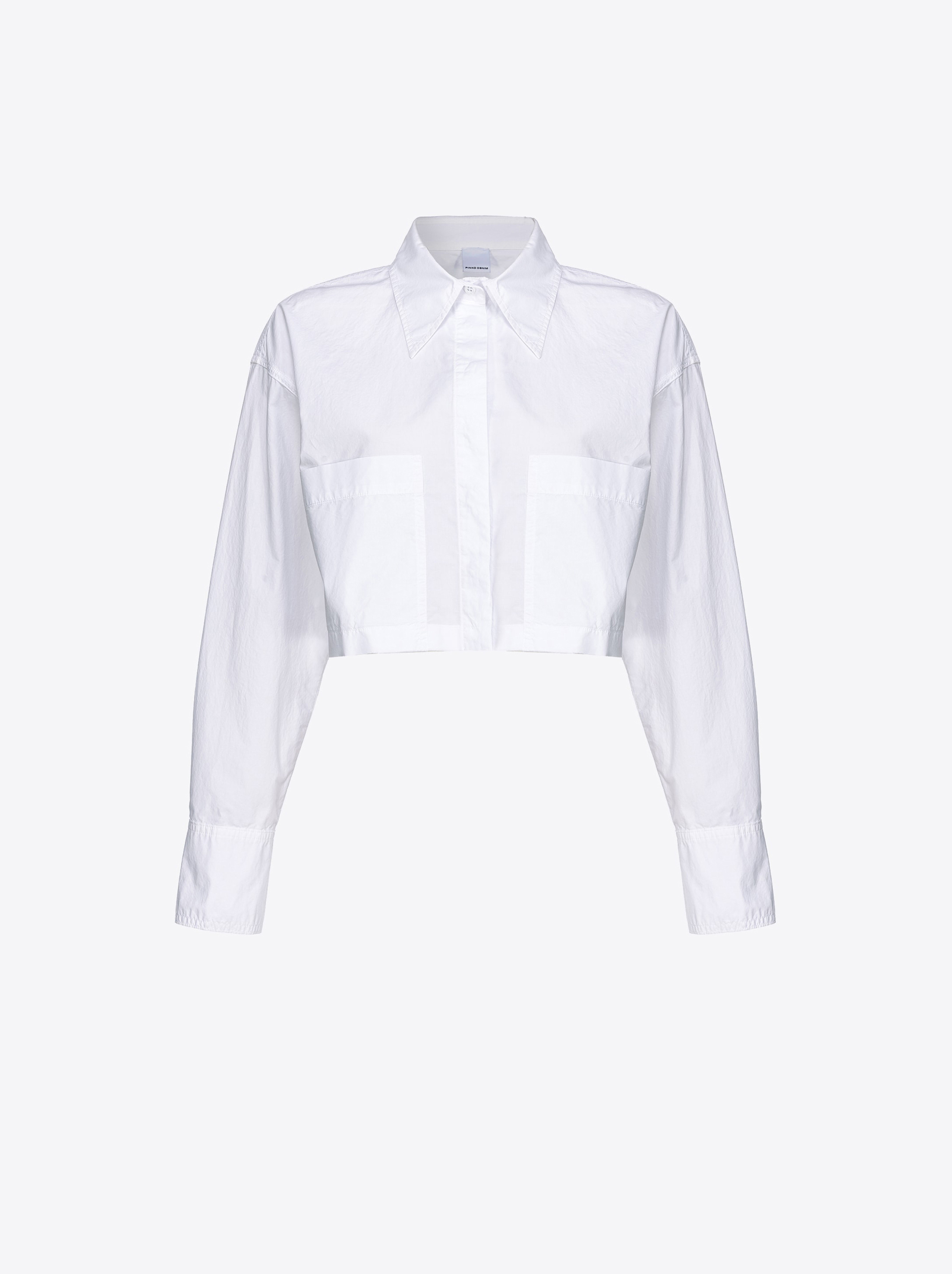 Pinko Short Poplin Shirt In Blanc Brill.