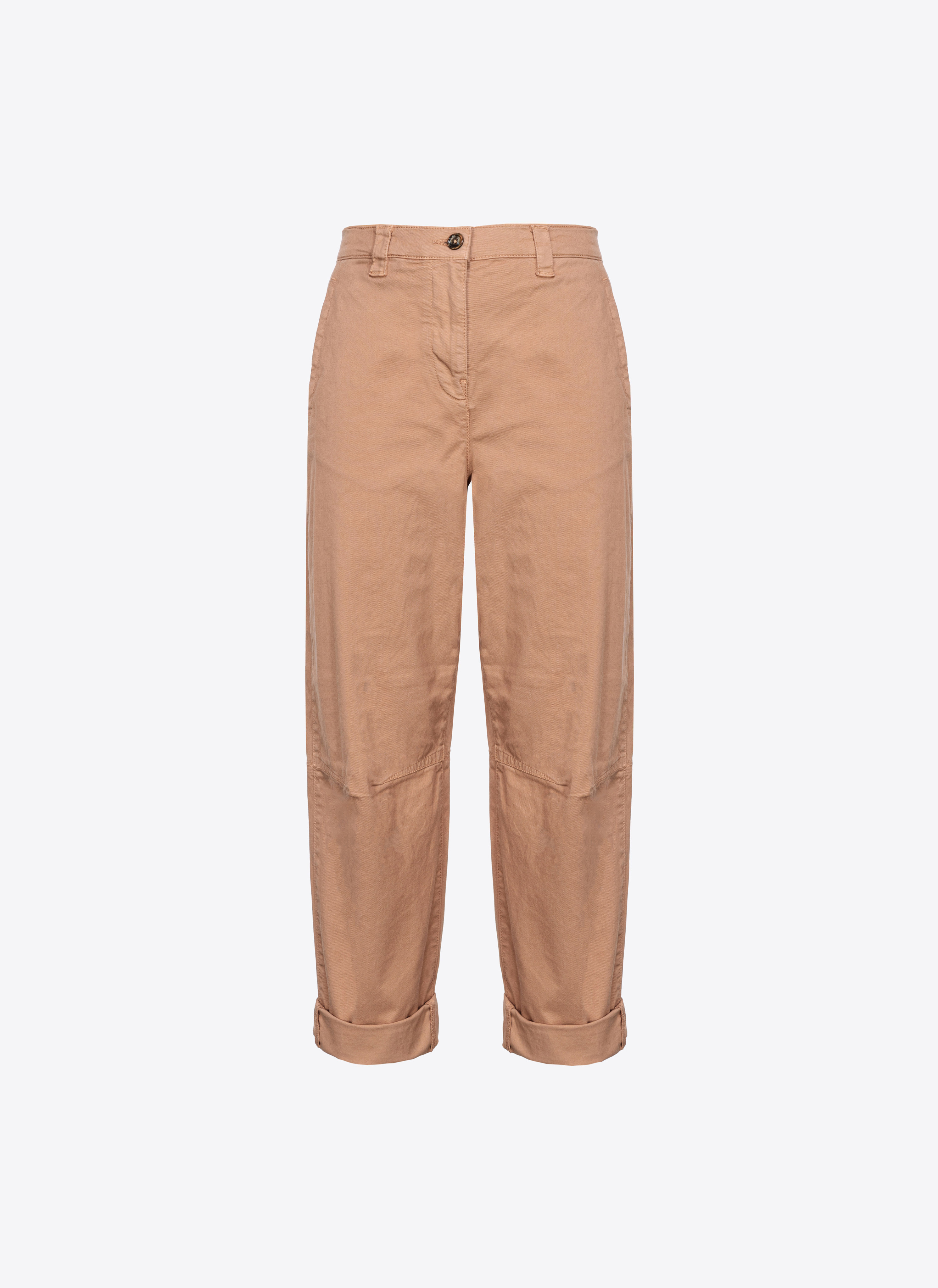 Shop Pinko Pantalon Carotte En Tricotine In Beige Brun Fauve