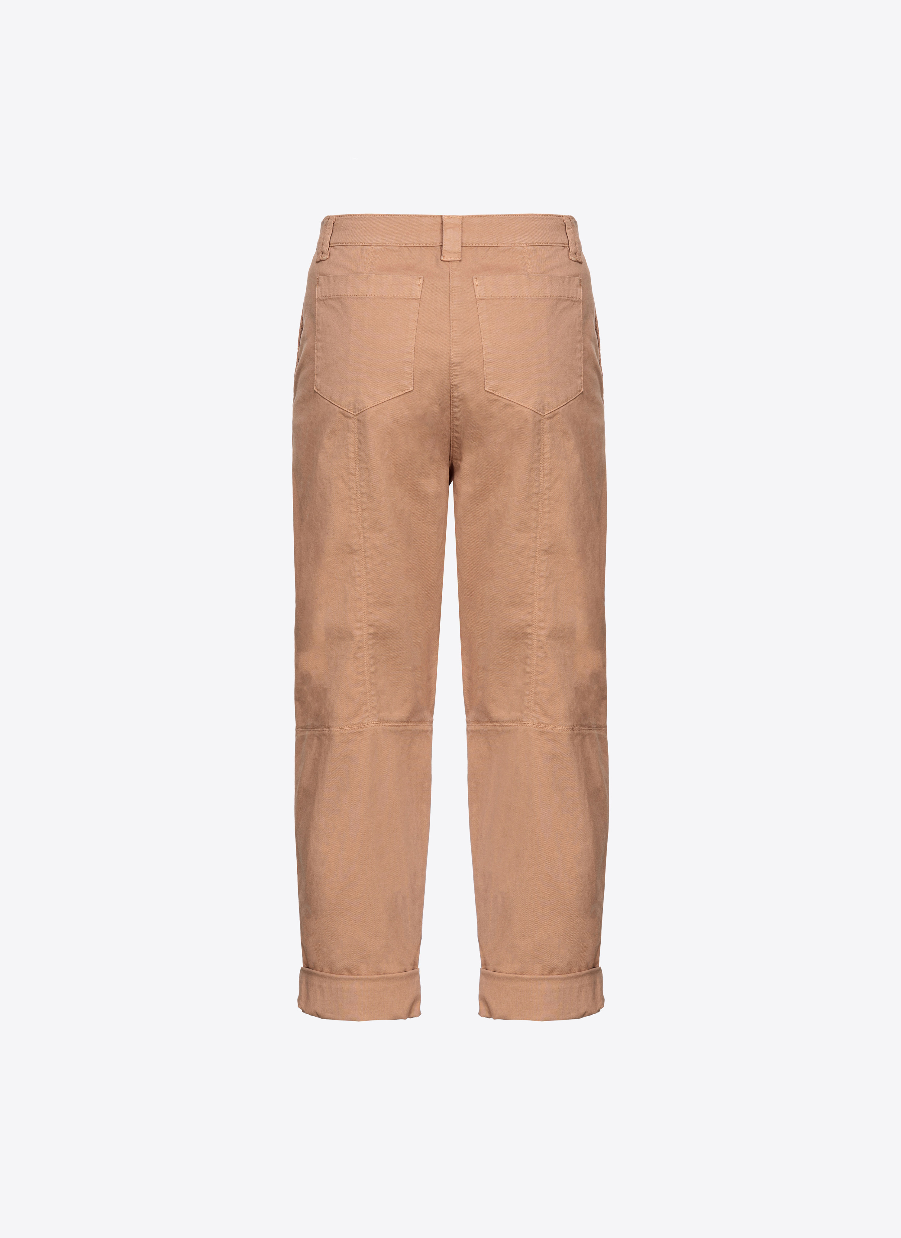 Shop Pinko Pantalon Carotte En Tricotine In Beige Brun Fauve