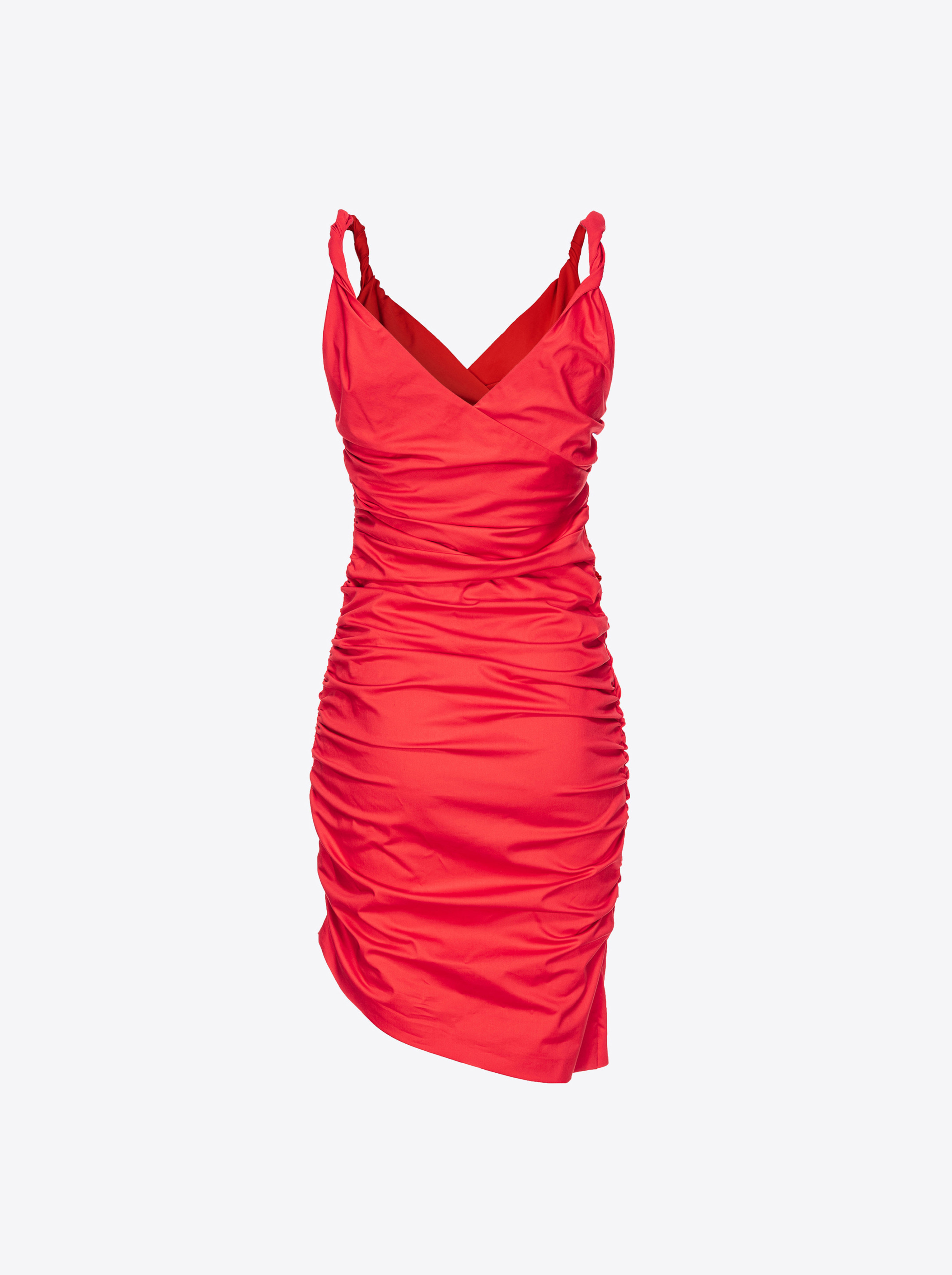 Shop Pinko Mini-robe Froncée En Satin Technique In Formula1 Red