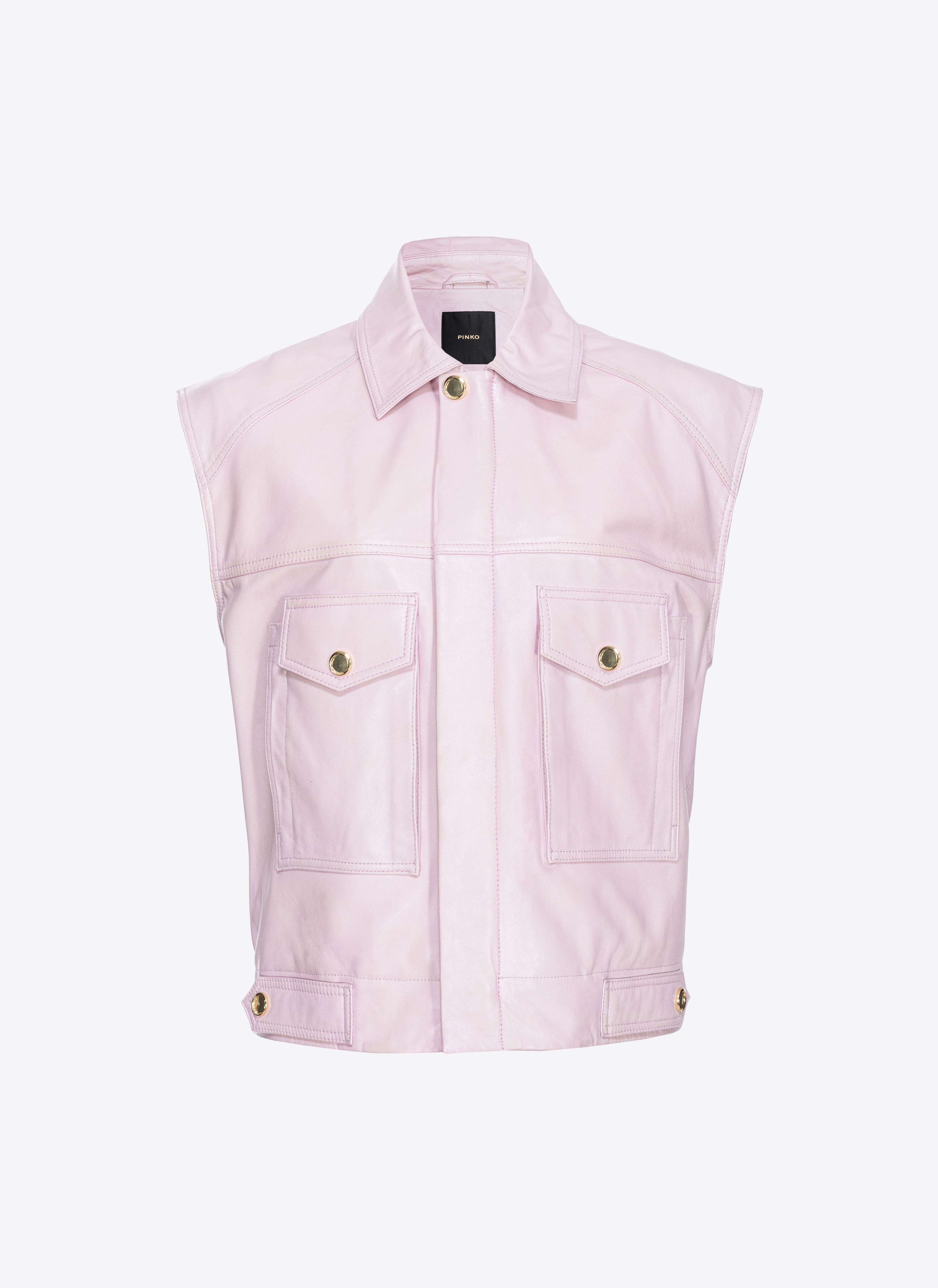 Shop Pinko Gilet En Cuir Vintage In Pink Sweet Lilac