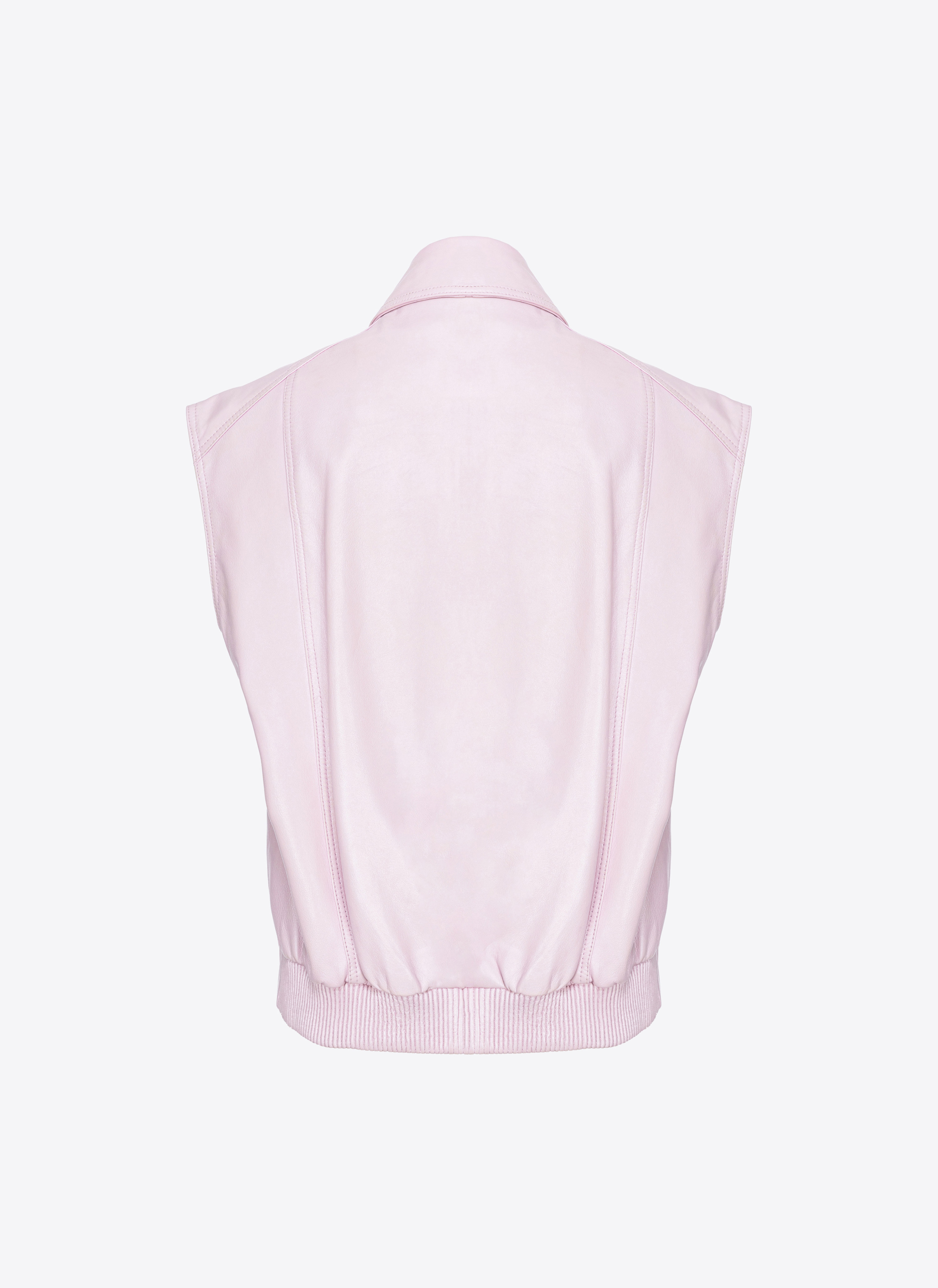 Shop Pinko Gilet En Cuir Vintage In Pink Sweet Lilac