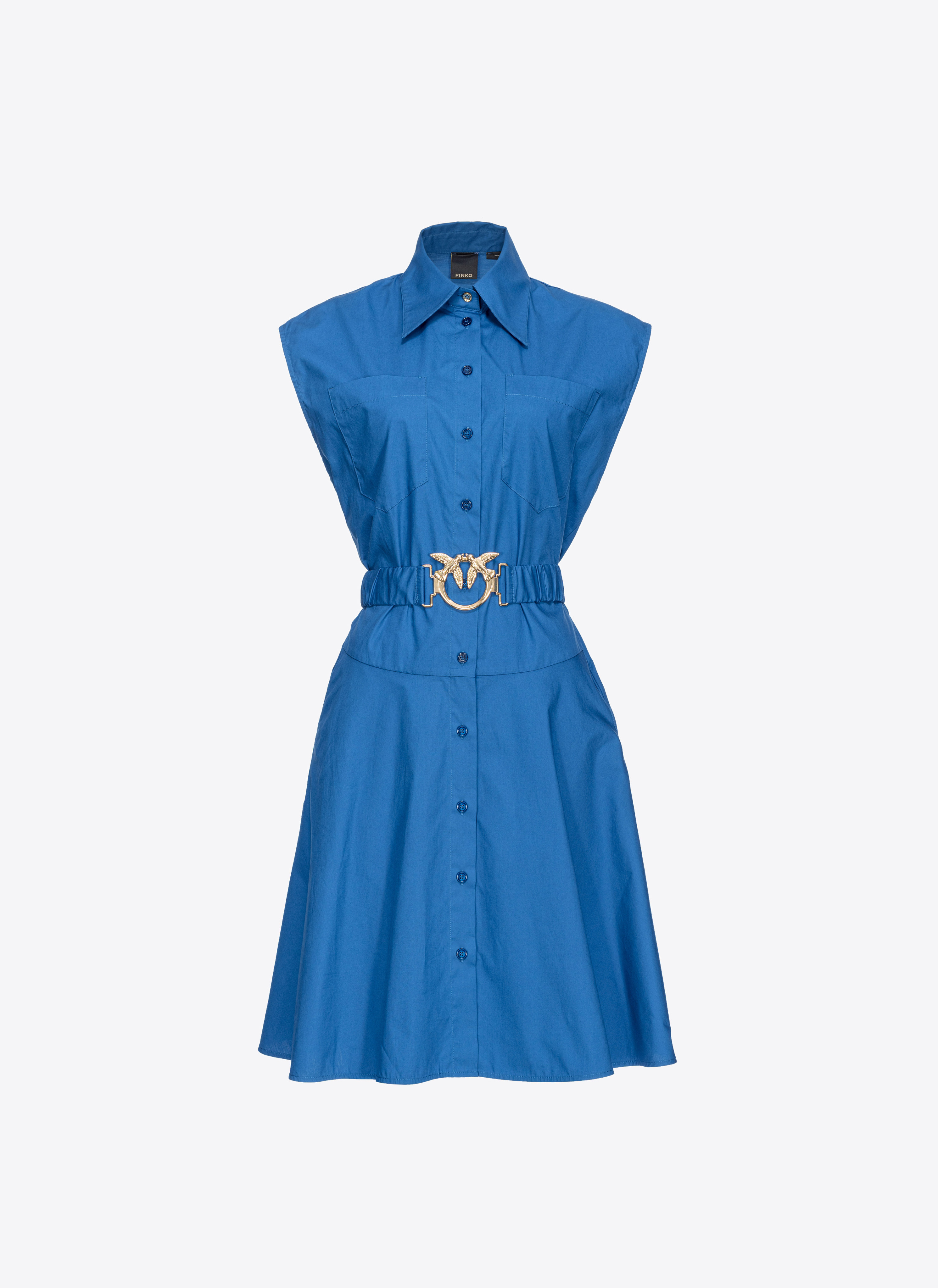 Shop Pinko Robe Chemise Avec Ceinture Love Birds In Bleu Monaco