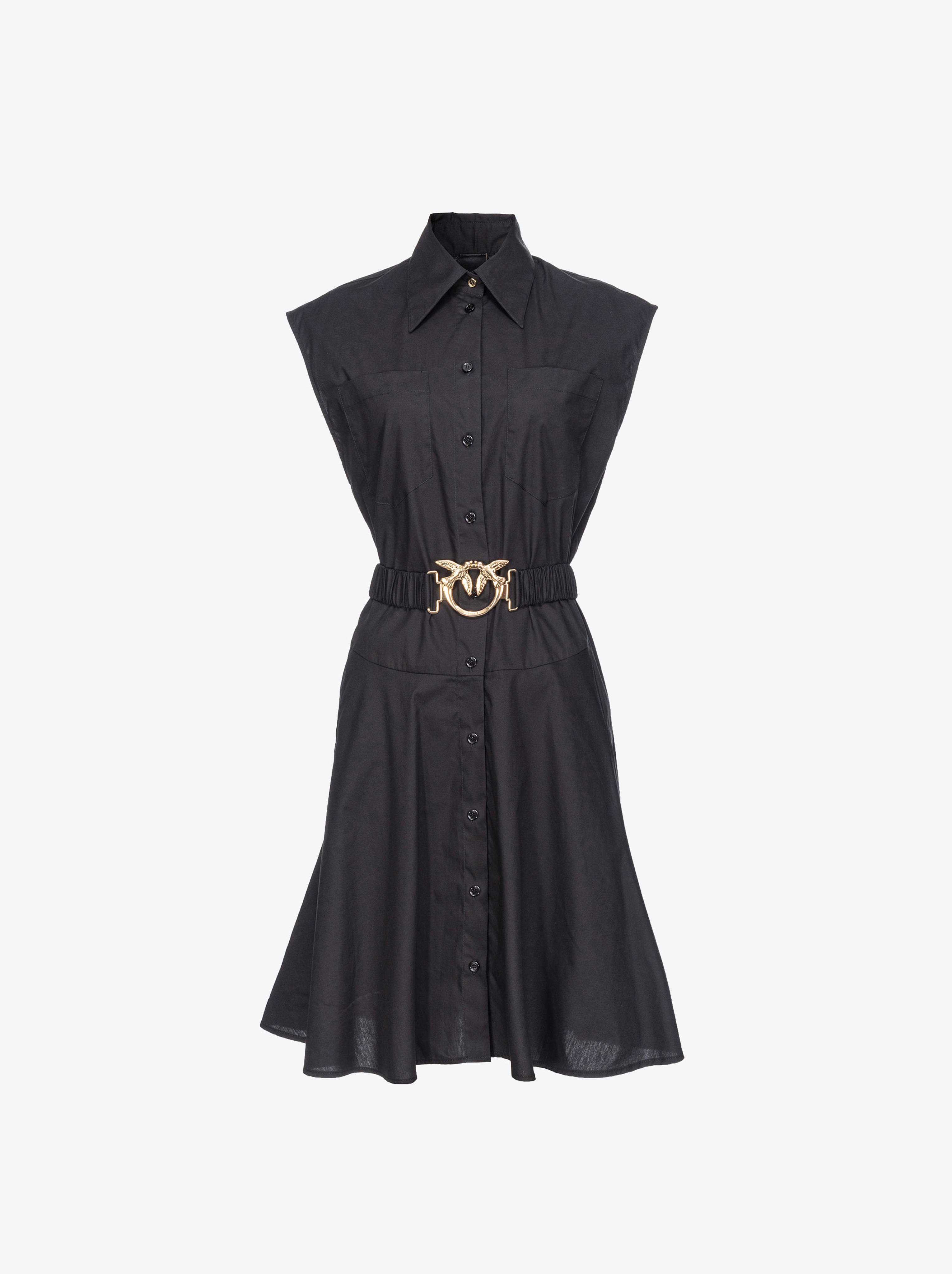 Shop Pinko Robe Chemise Avec Ceinture Love Birds In Noir Limousine