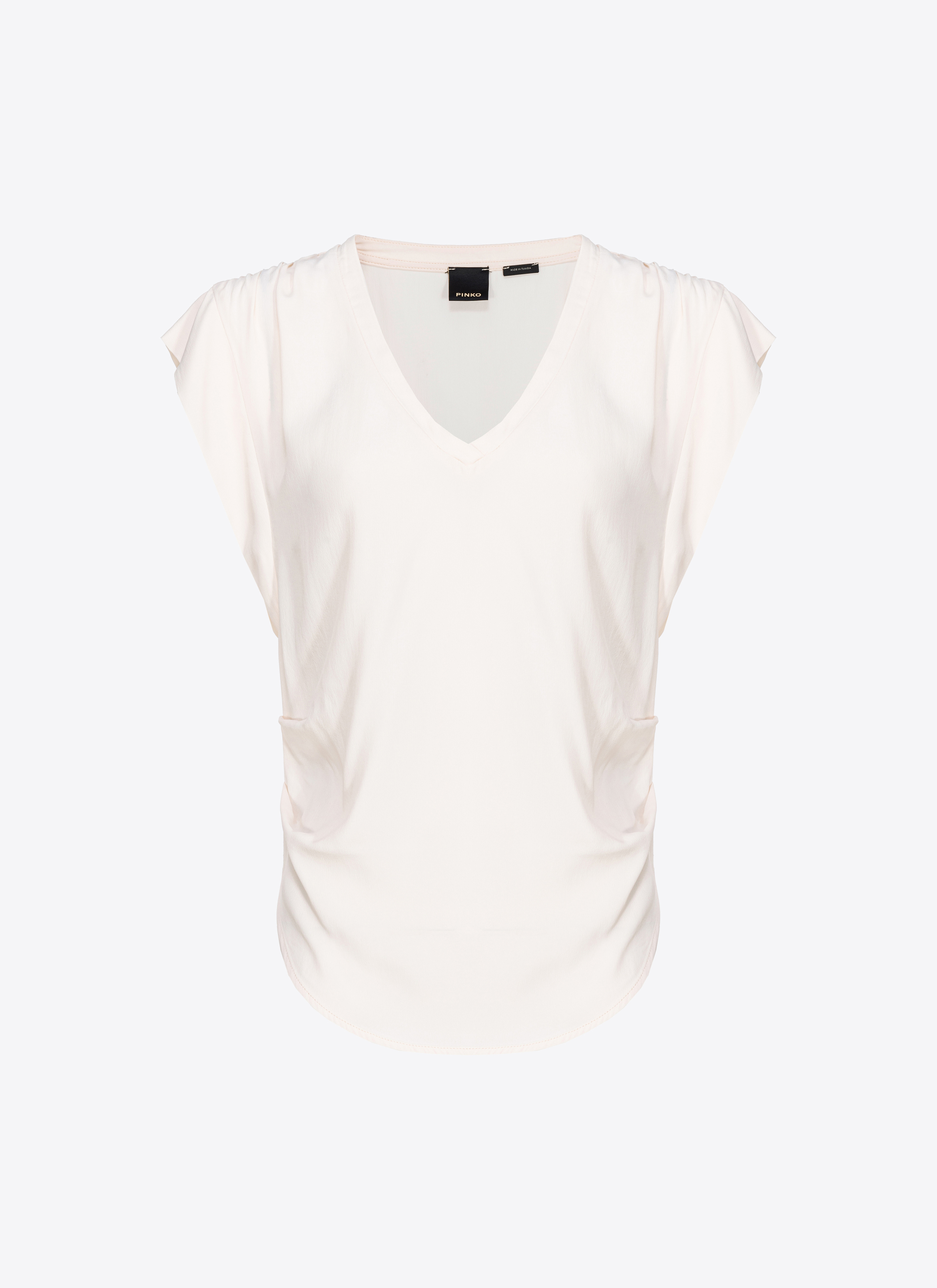 Shop Pinko Blusa Misto Seta Orlo Stondato In  Pink Smoke White