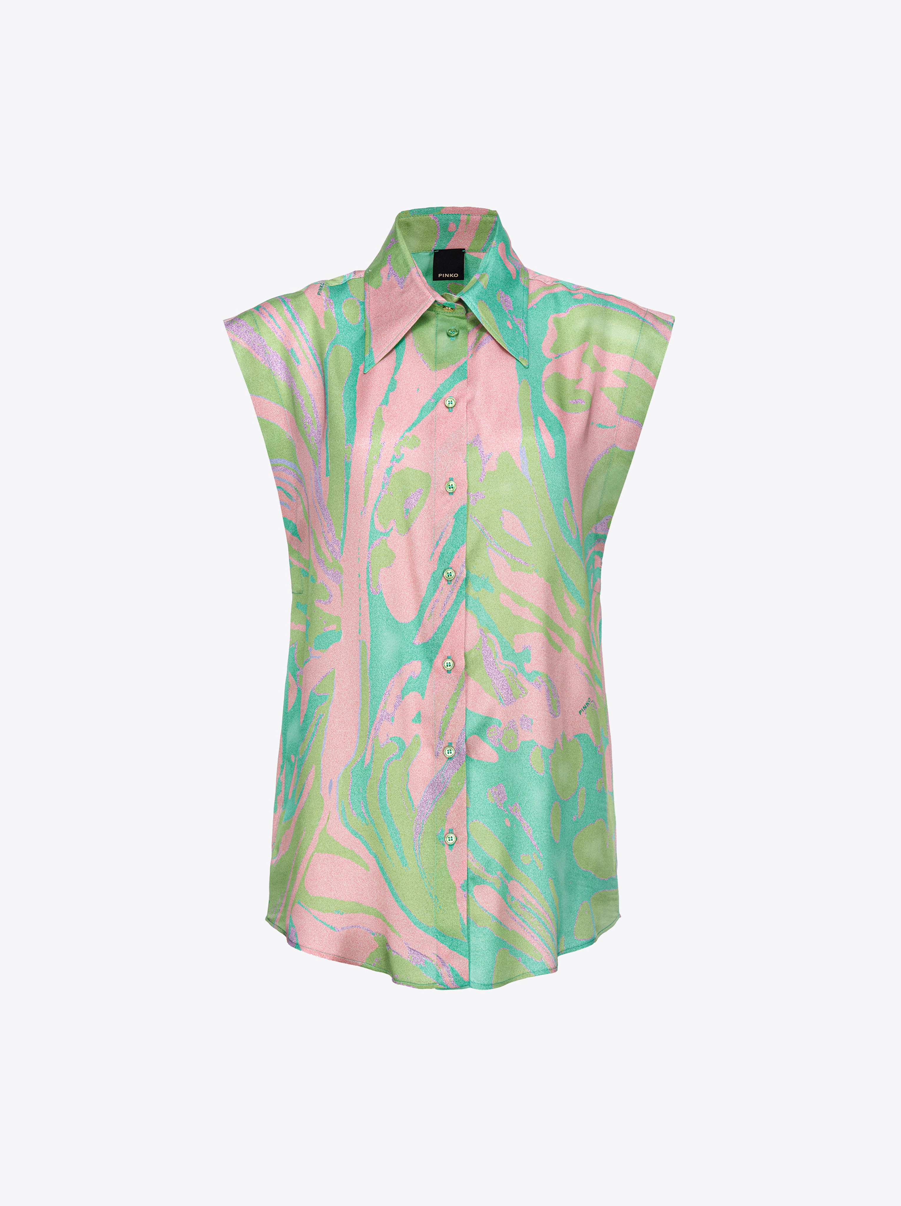 Pinko Bluse mit Flügelärmel aus Satin mit Splash-Print