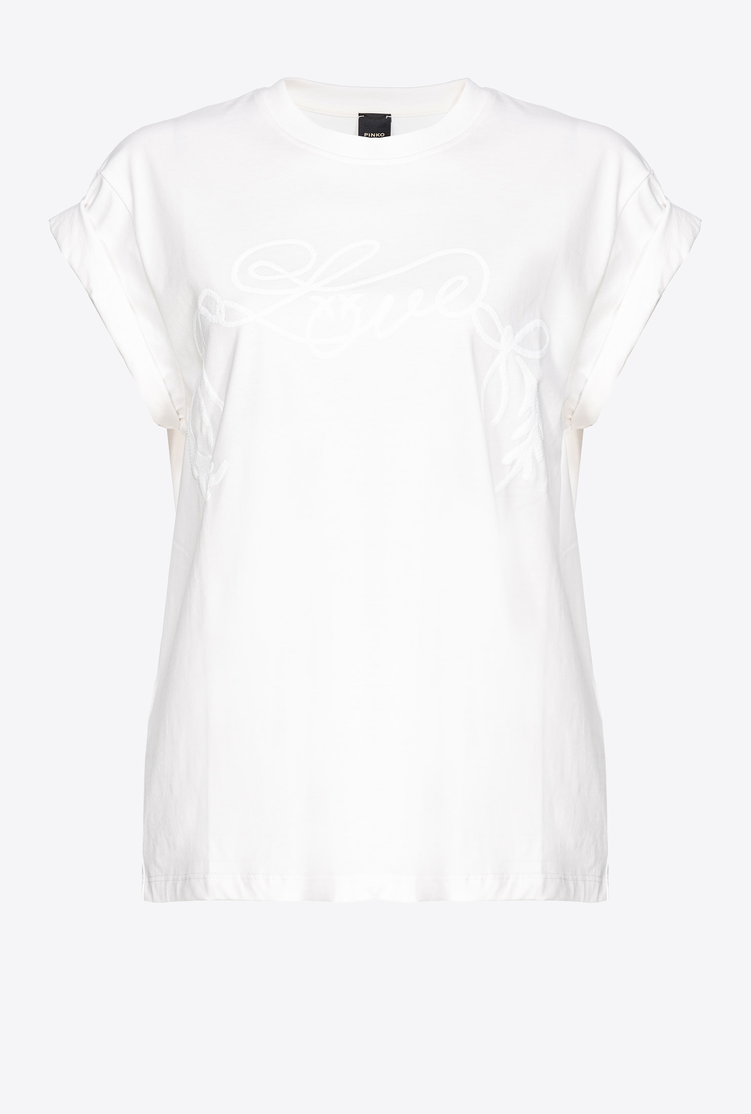 Pinko Love-print T-shirt In Bianco-biancaneve