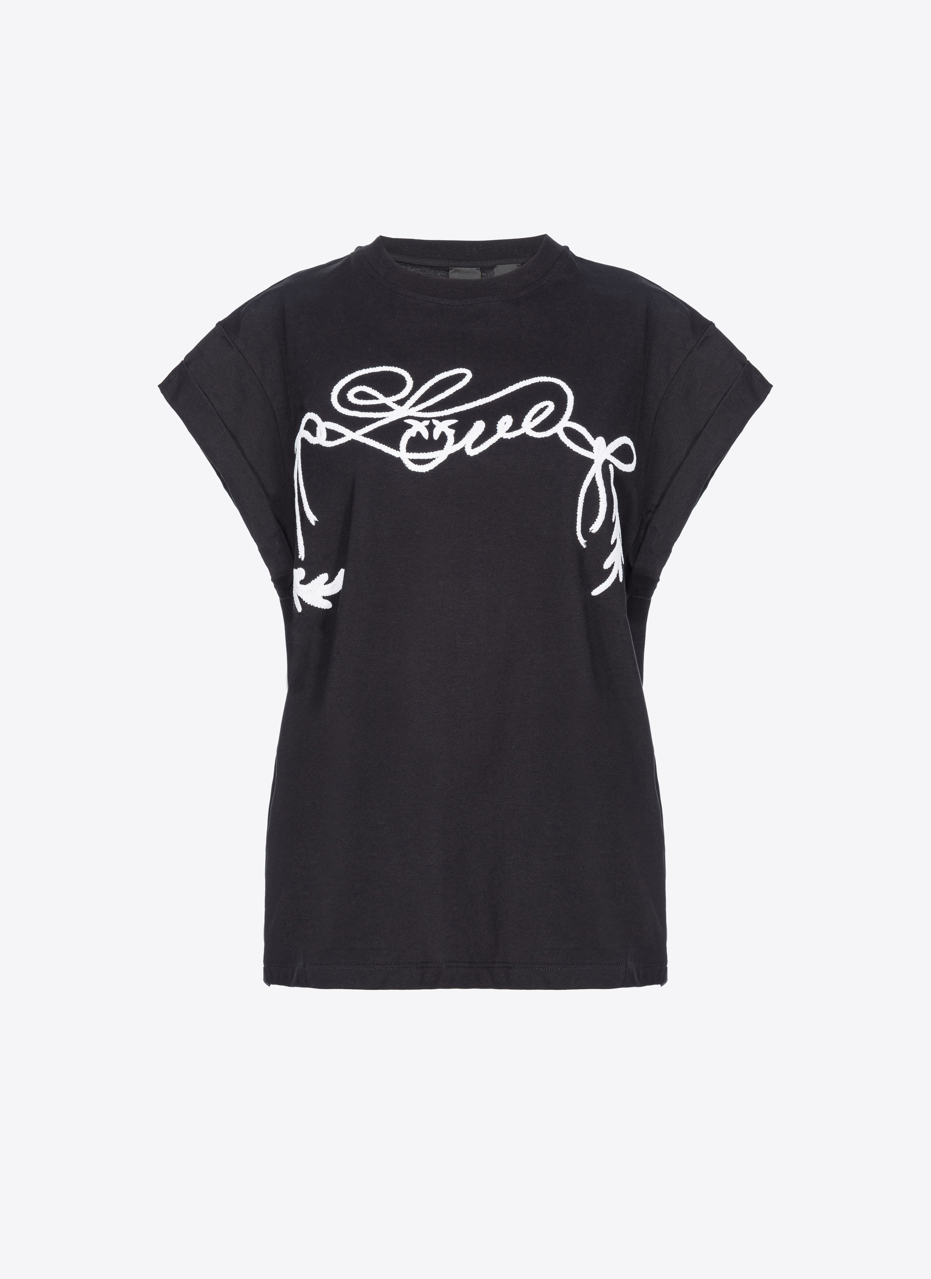 Pinko, Camiseta con estampado Love, Negro limusina, S