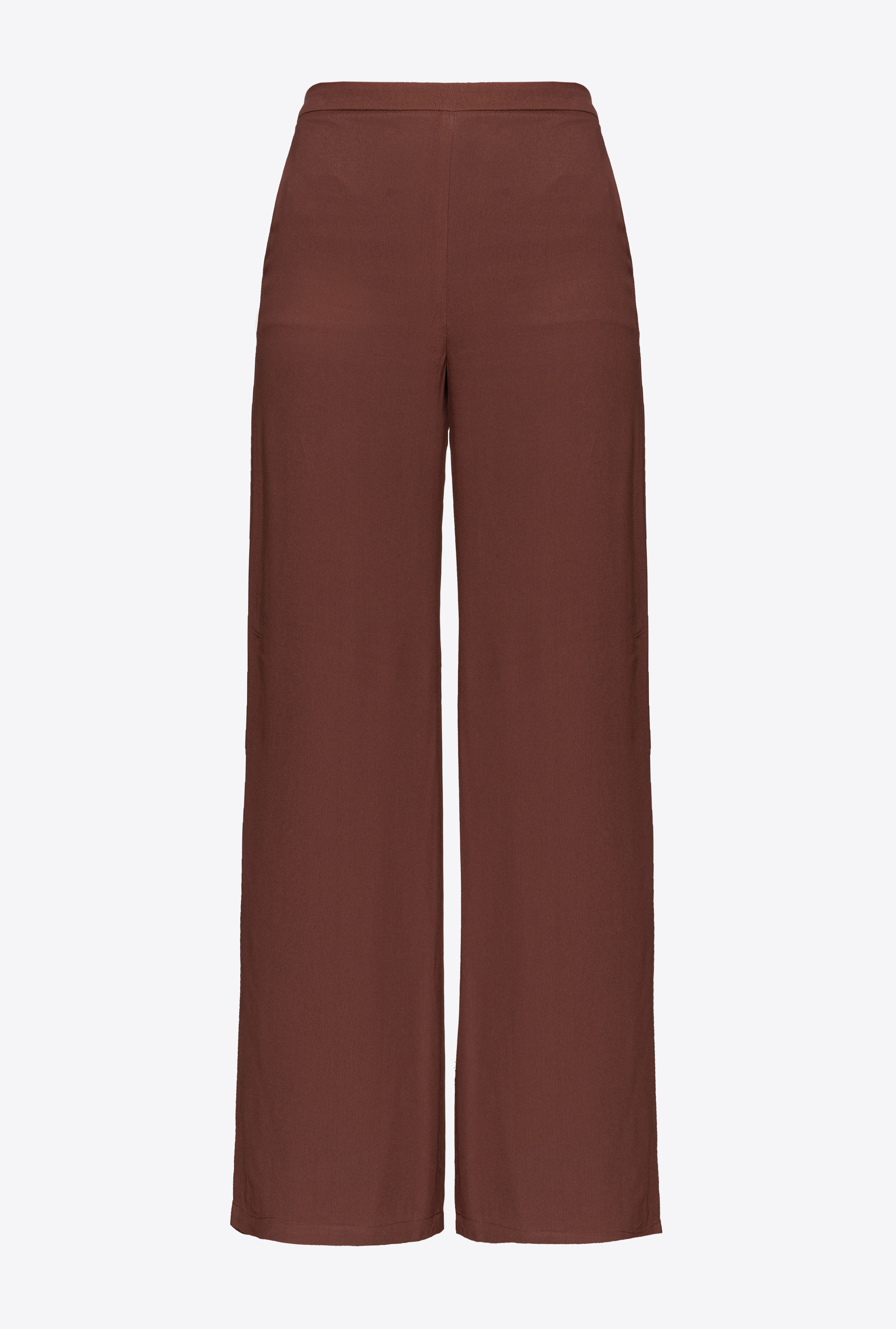 Pinko Crepe De Chine Pull-on Trousers In Chestnut Brown