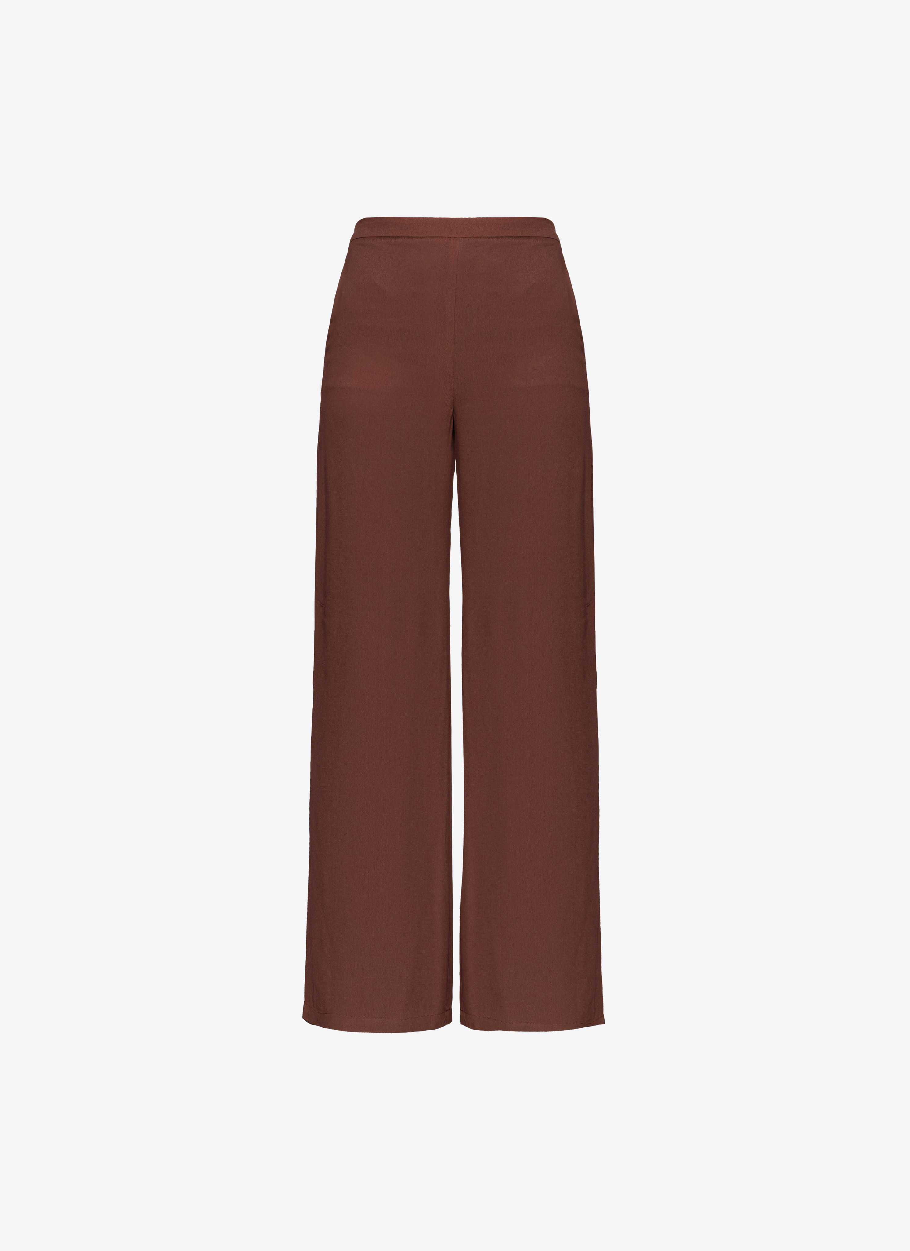 Pinko Crepe De Chine Pull-on Trousers In Chestnut Brown