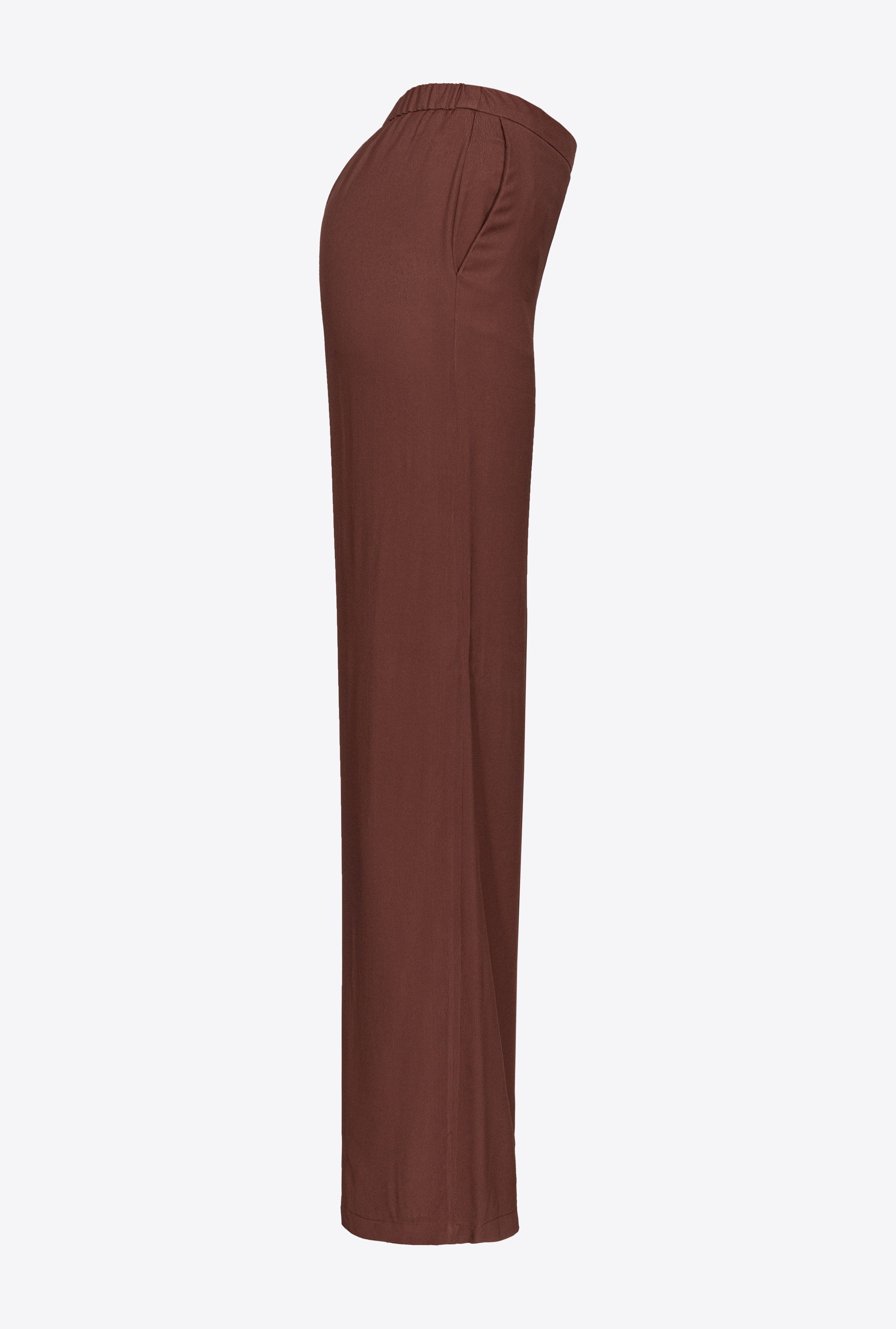 Shop Pinko Crepe De Chine Pull-on Trousers In Chestnut Brown