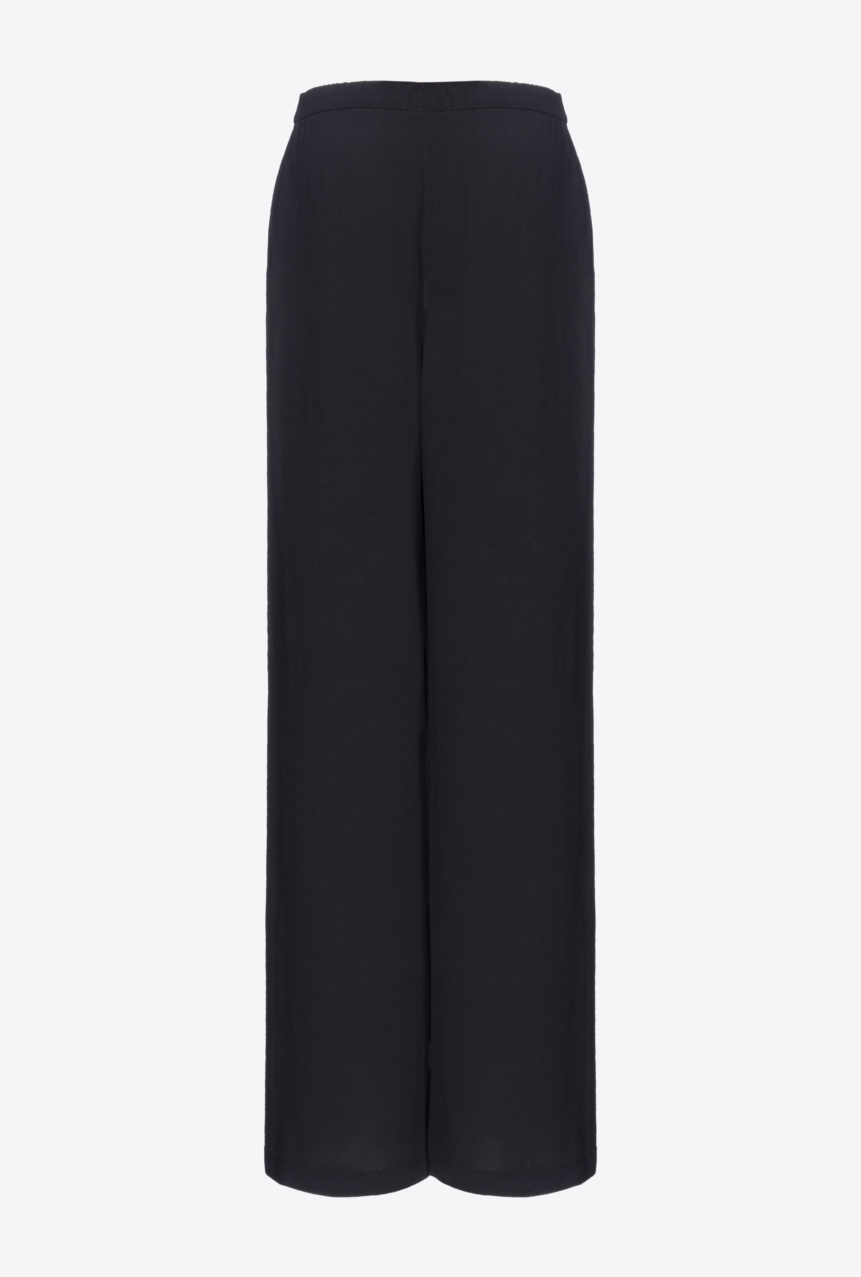 Shop Pinko Crepe De Chine Pull-on Trousers In Limo Black