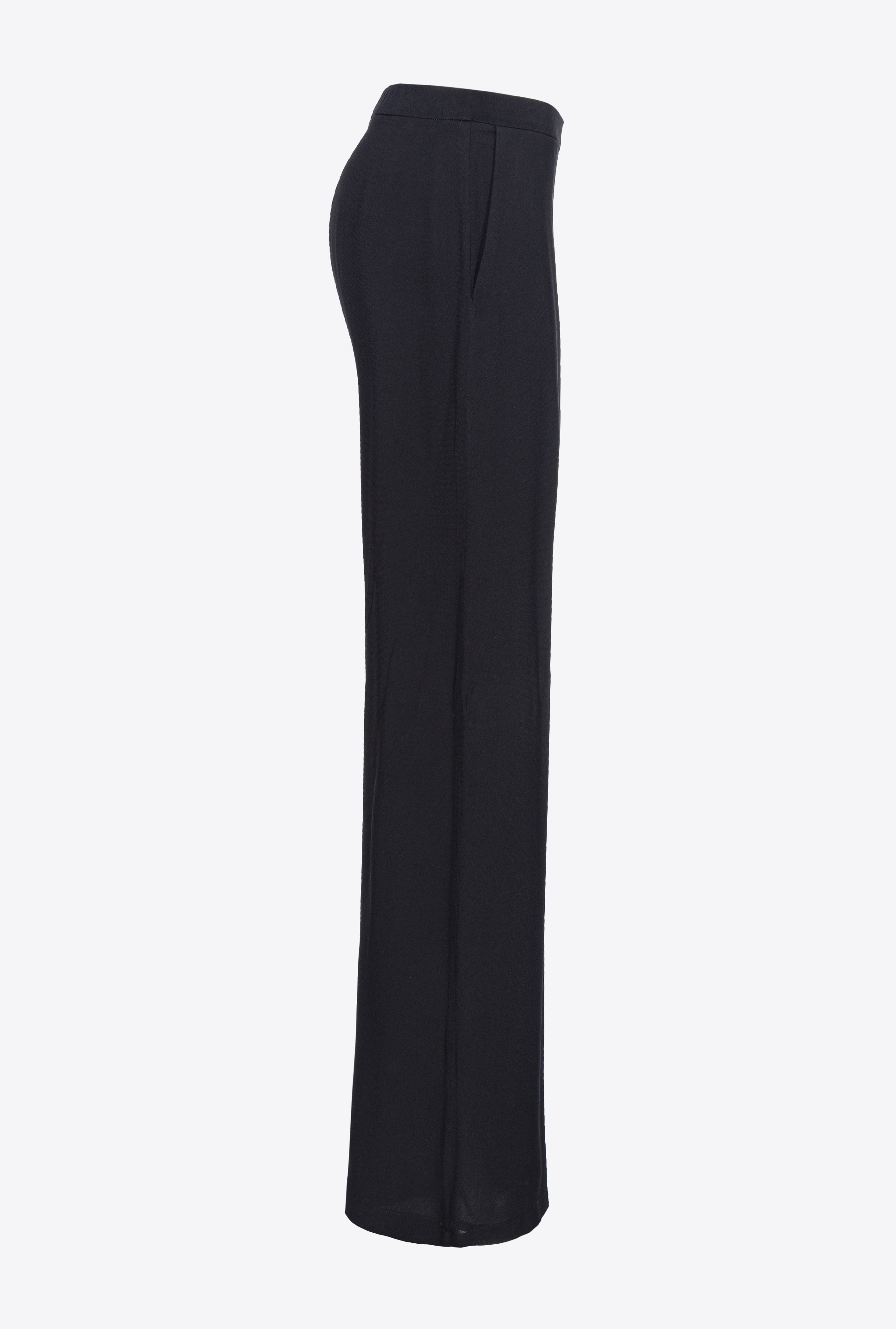 Shop Pinko Crepe De Chine Pull-on Trousers In Limo Black