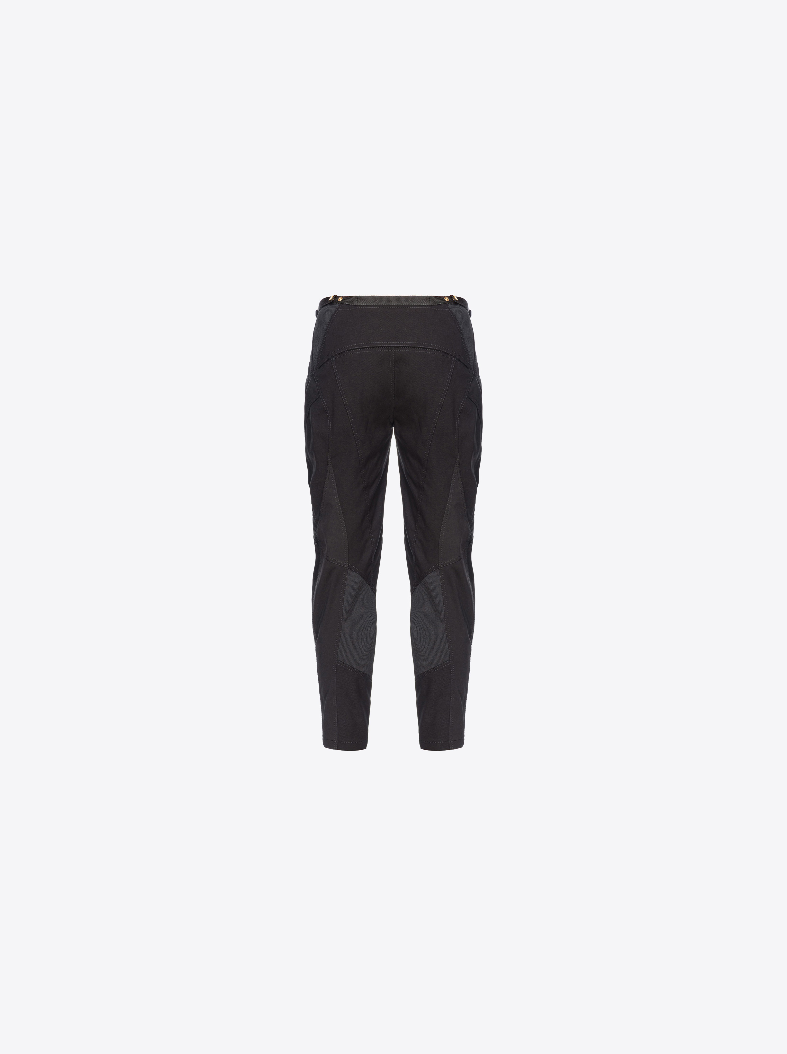 Shop Pinko Pantaloni Biker Bimateriale In Noir Limousine