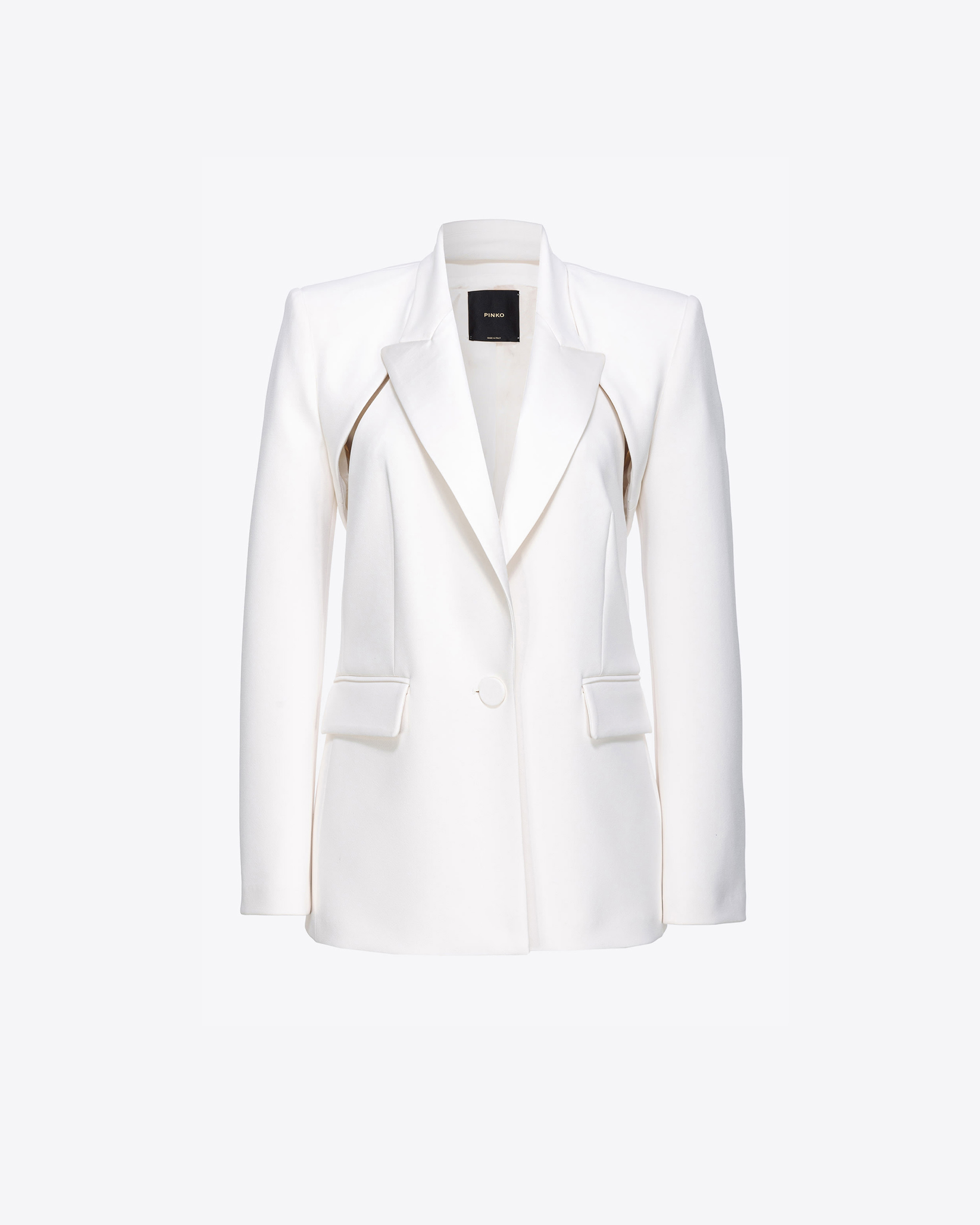 Pinko Single-breasted Blazer With Back Detail In Snow White