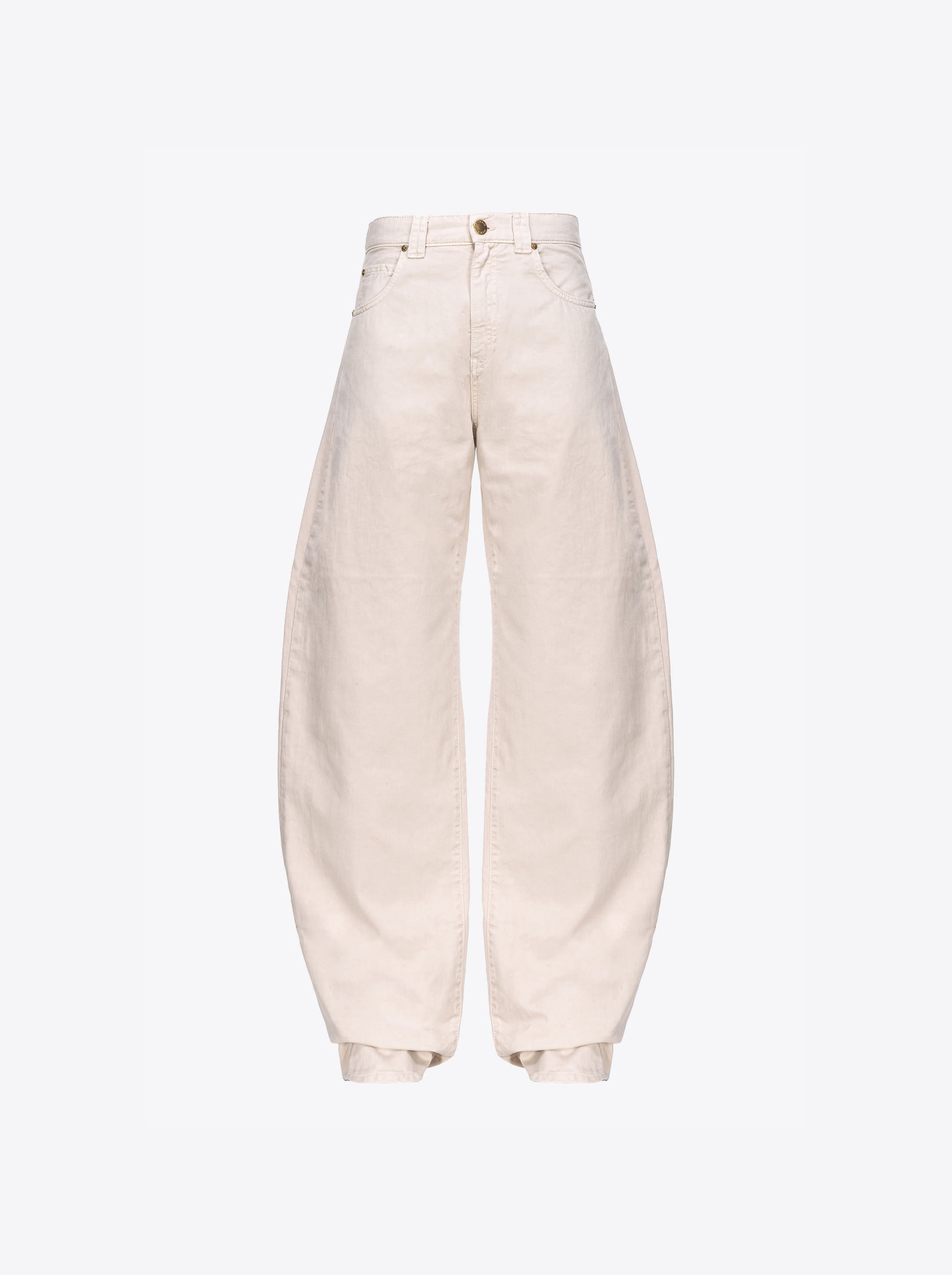 Pinko Egg-fit Gabardine Jeans In Beige-pierre Ponce