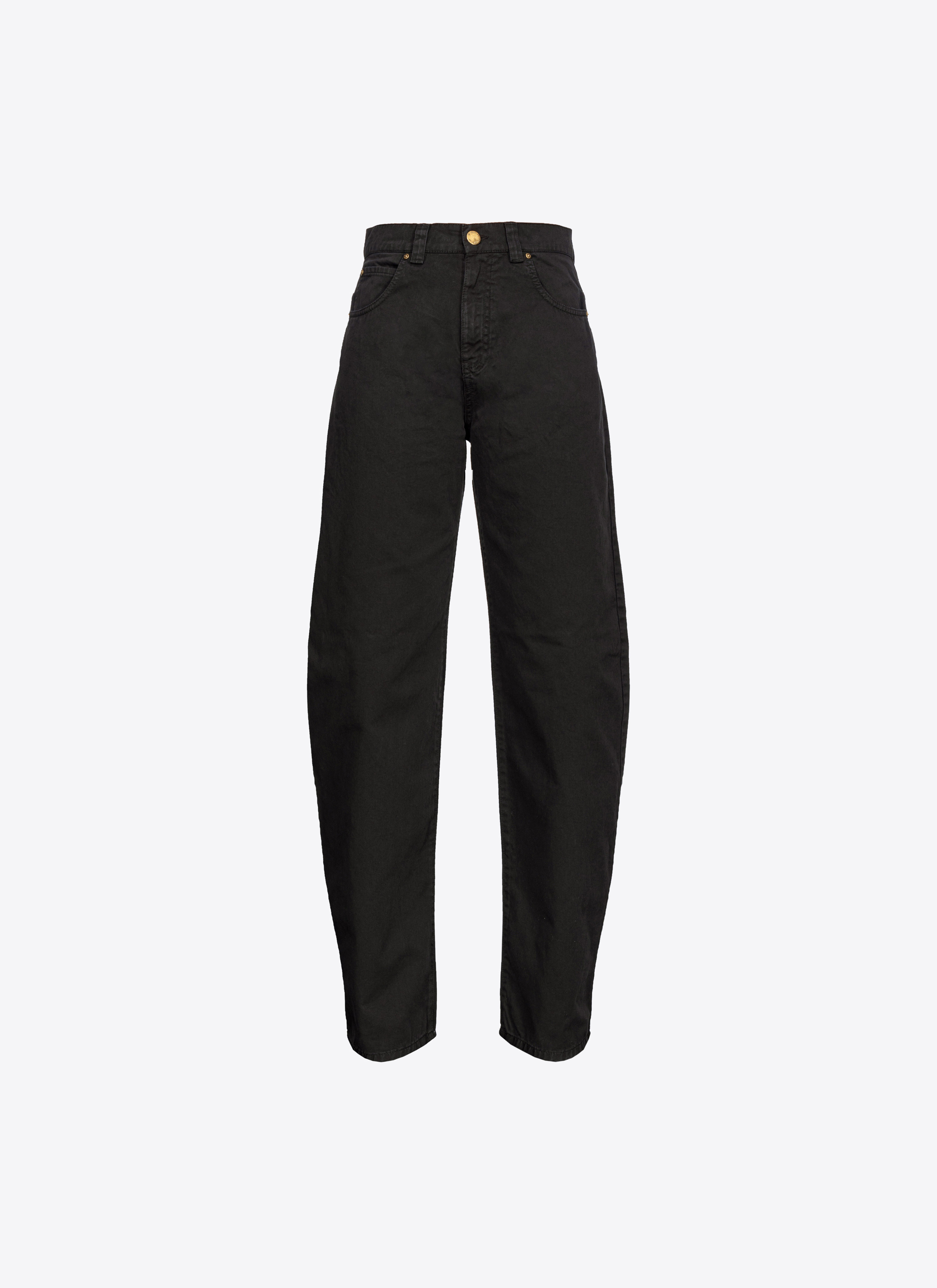 Pinko Egg-fit Gabardine Jeans In Noir Limousine