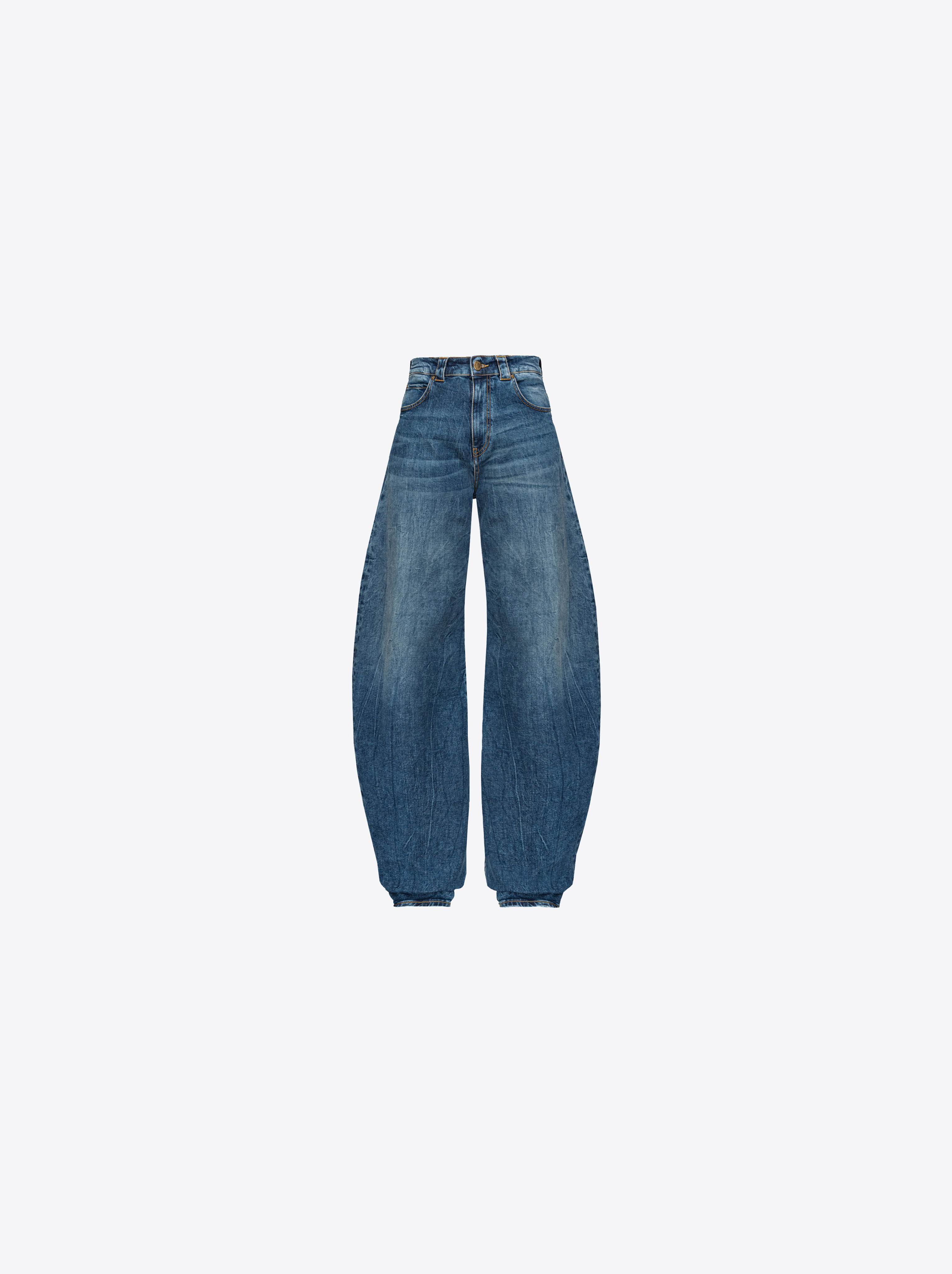 Джинсы овального кроя из денима с винтажным эффектом 5