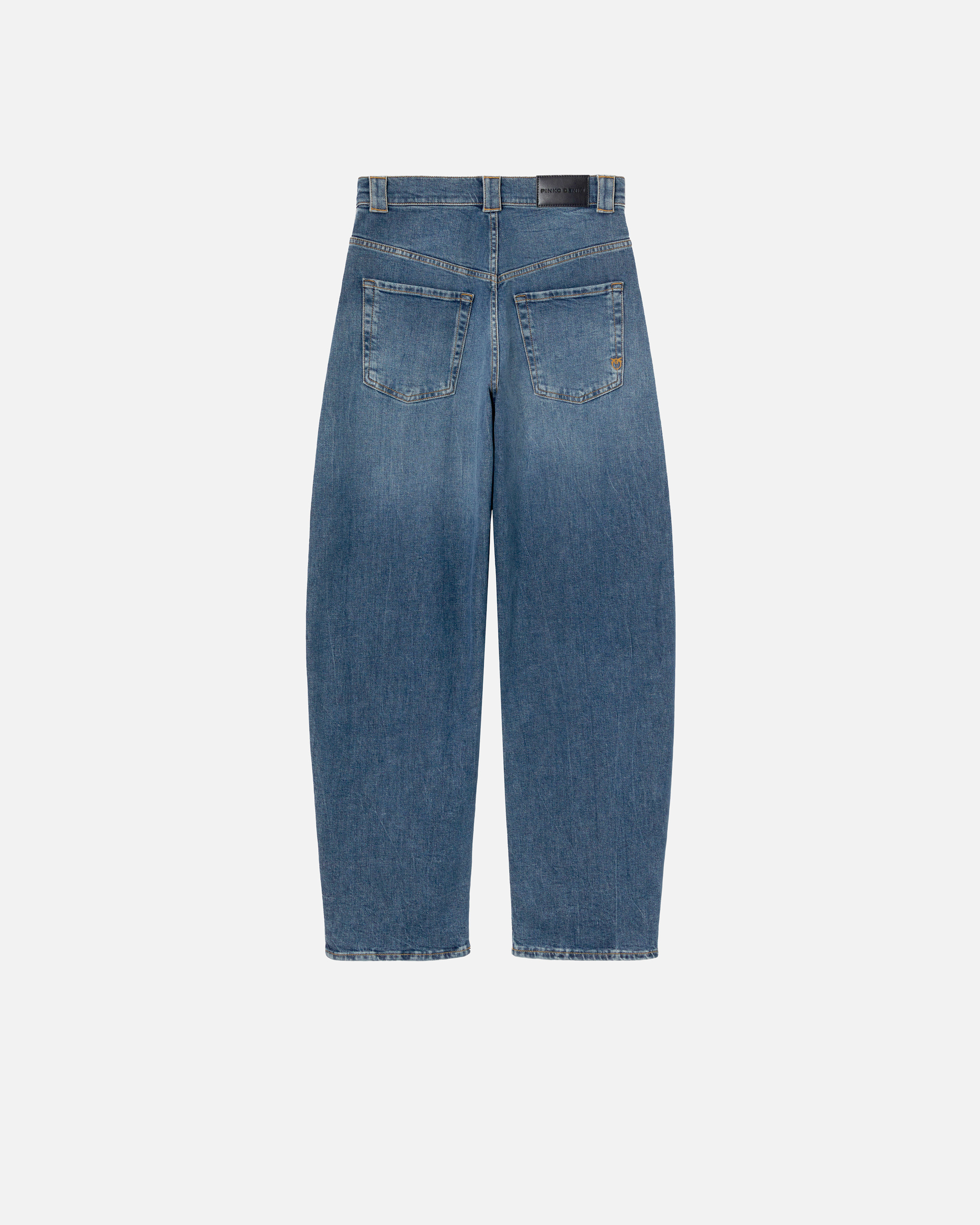 Джинсы овального кроя из денима с винтажным эффектом 6