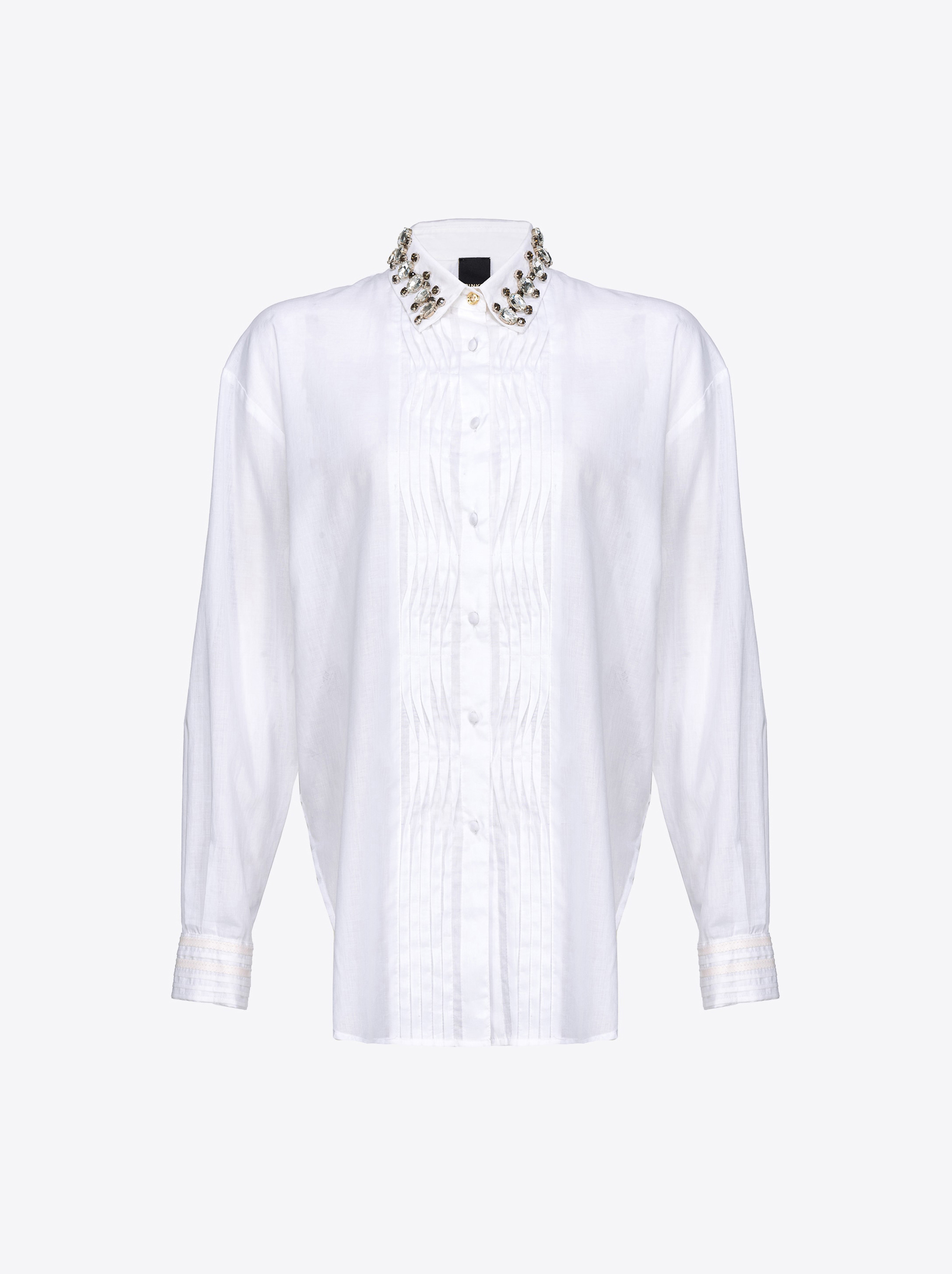 Shop Pinko Chemise En Mousseline À Col Bijou In Bright White