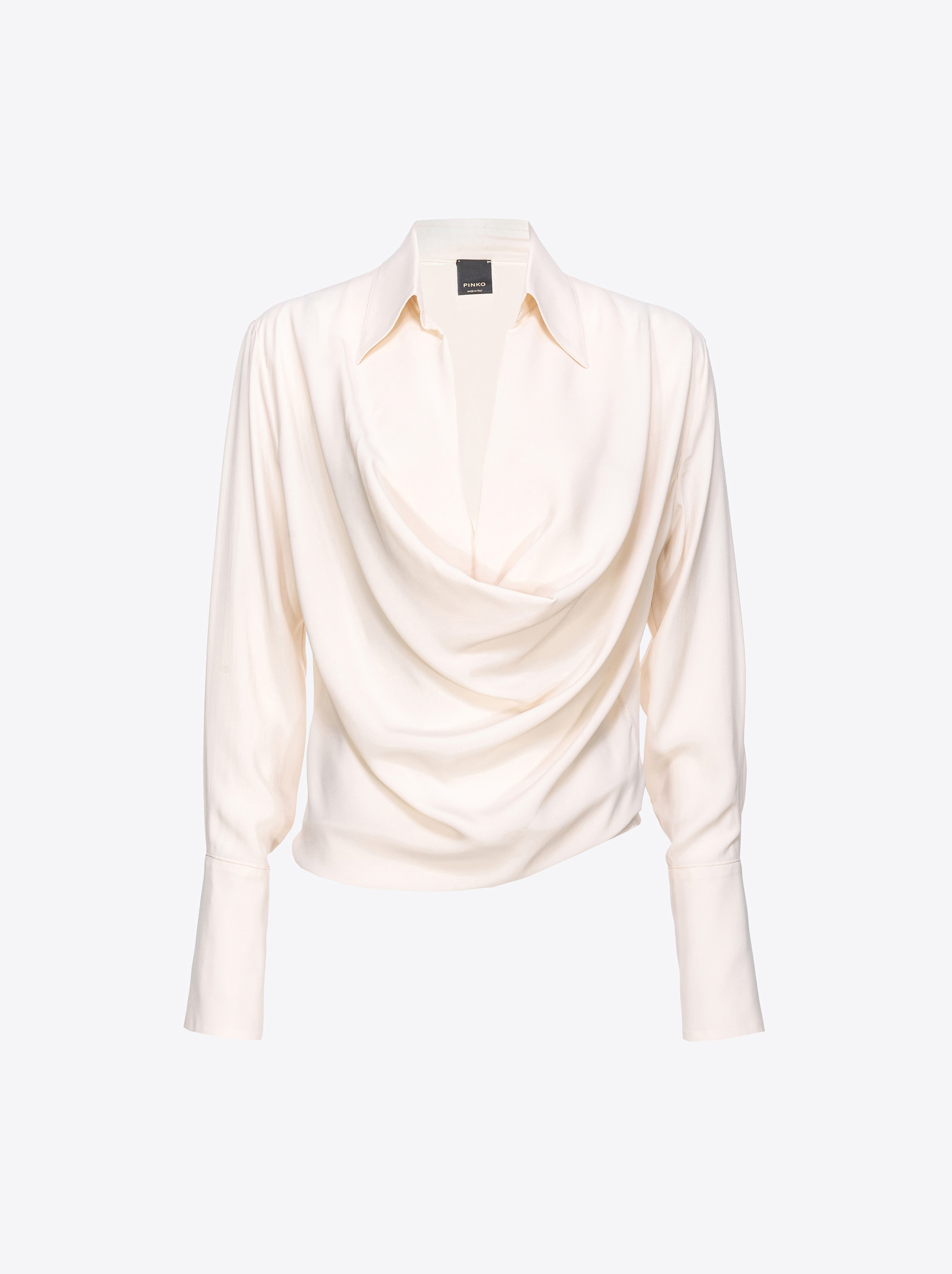 Shop Pinko Silk-blend Blouse With Draping In  Rose Fumé Blanc