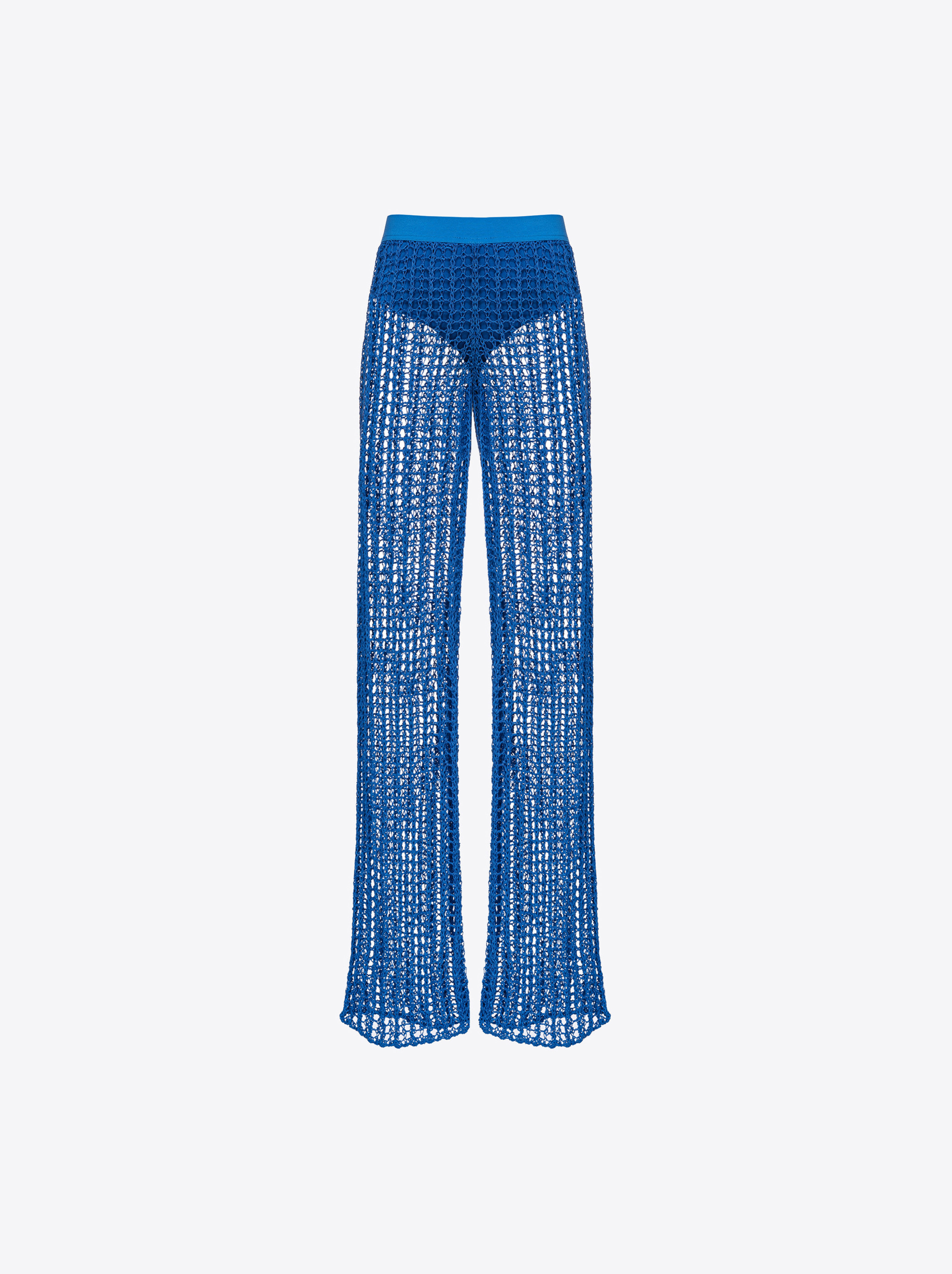 Pinko Pantalon Brillant En Maille Filet In Vrai Bleu