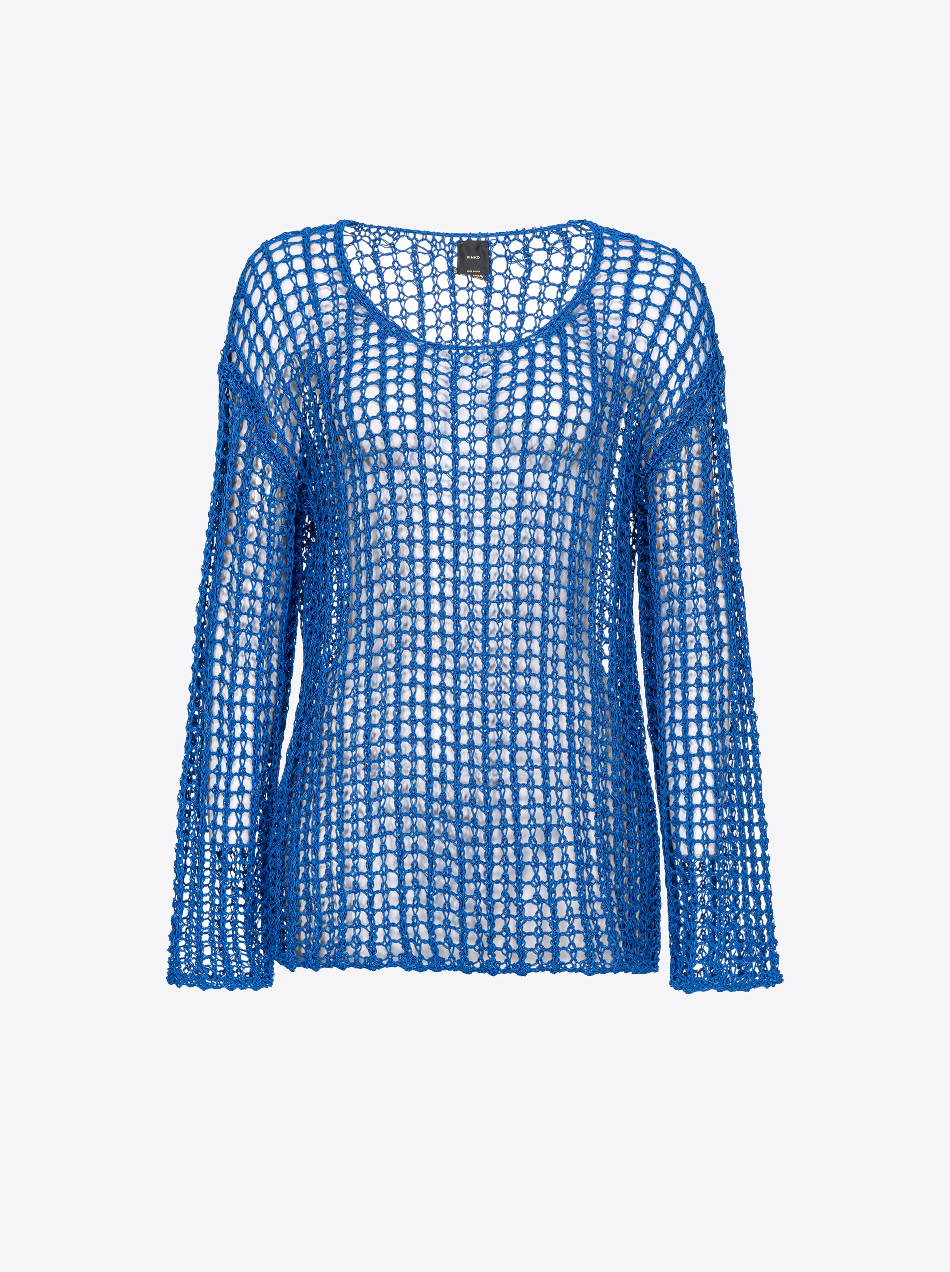 Pinko Glossy-thread Mesh Sweater In Vrai Bleu