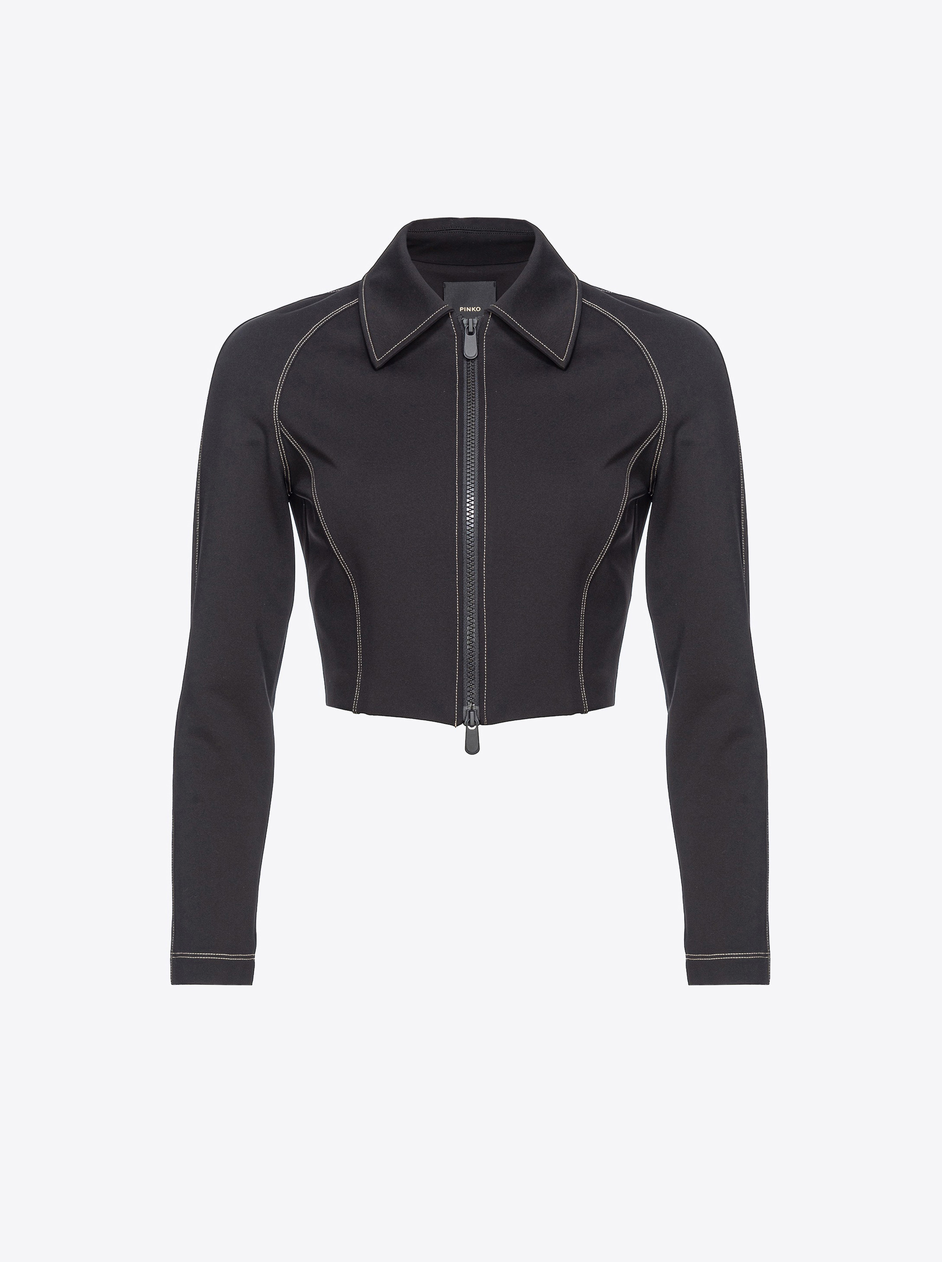 Shop Pinko Short Scuba Jacket In Noir Limousine