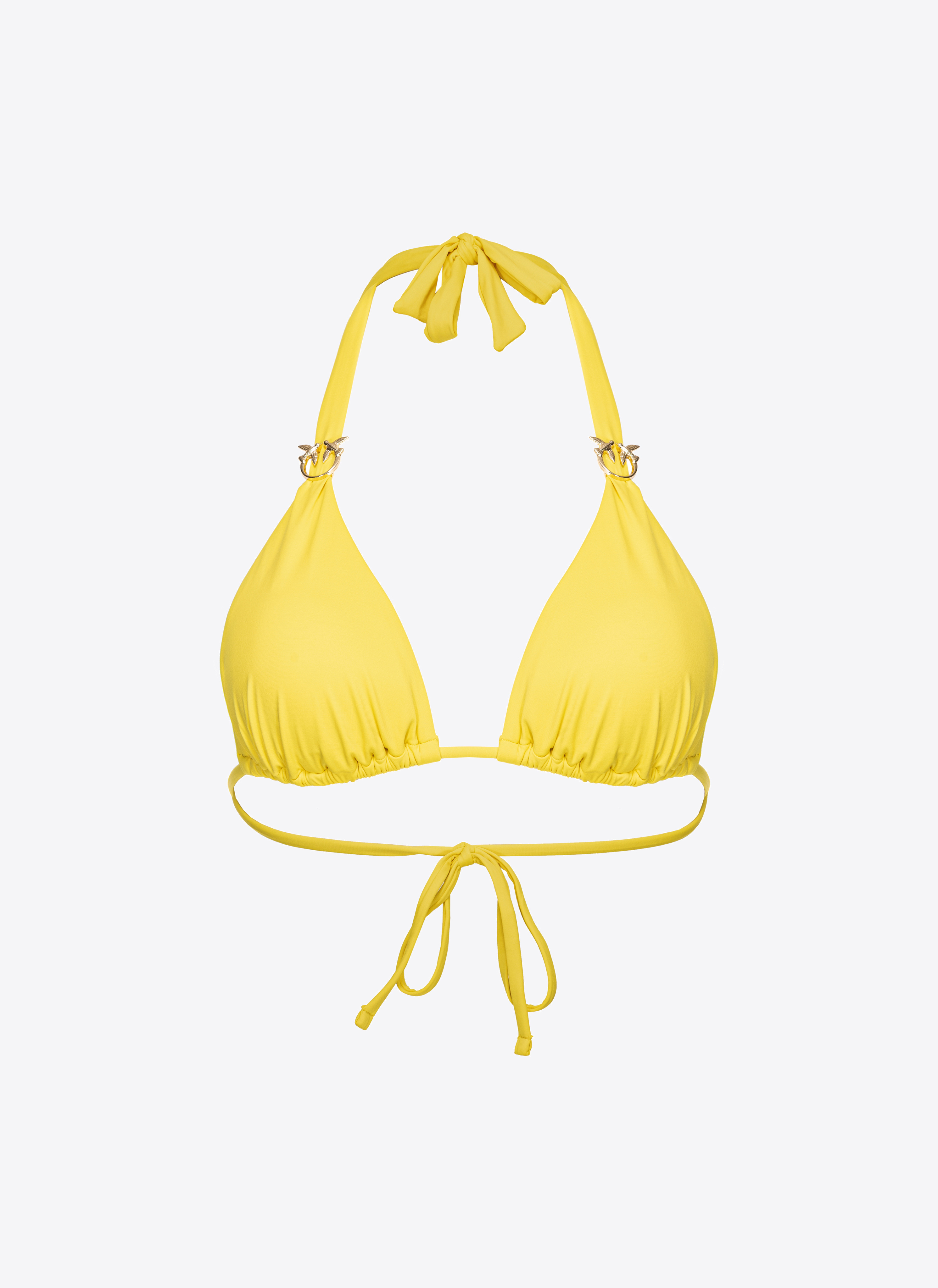 Shop Pinko Haut De Bikini Triangle À Boucles Love Birds In Buttercup Yellow