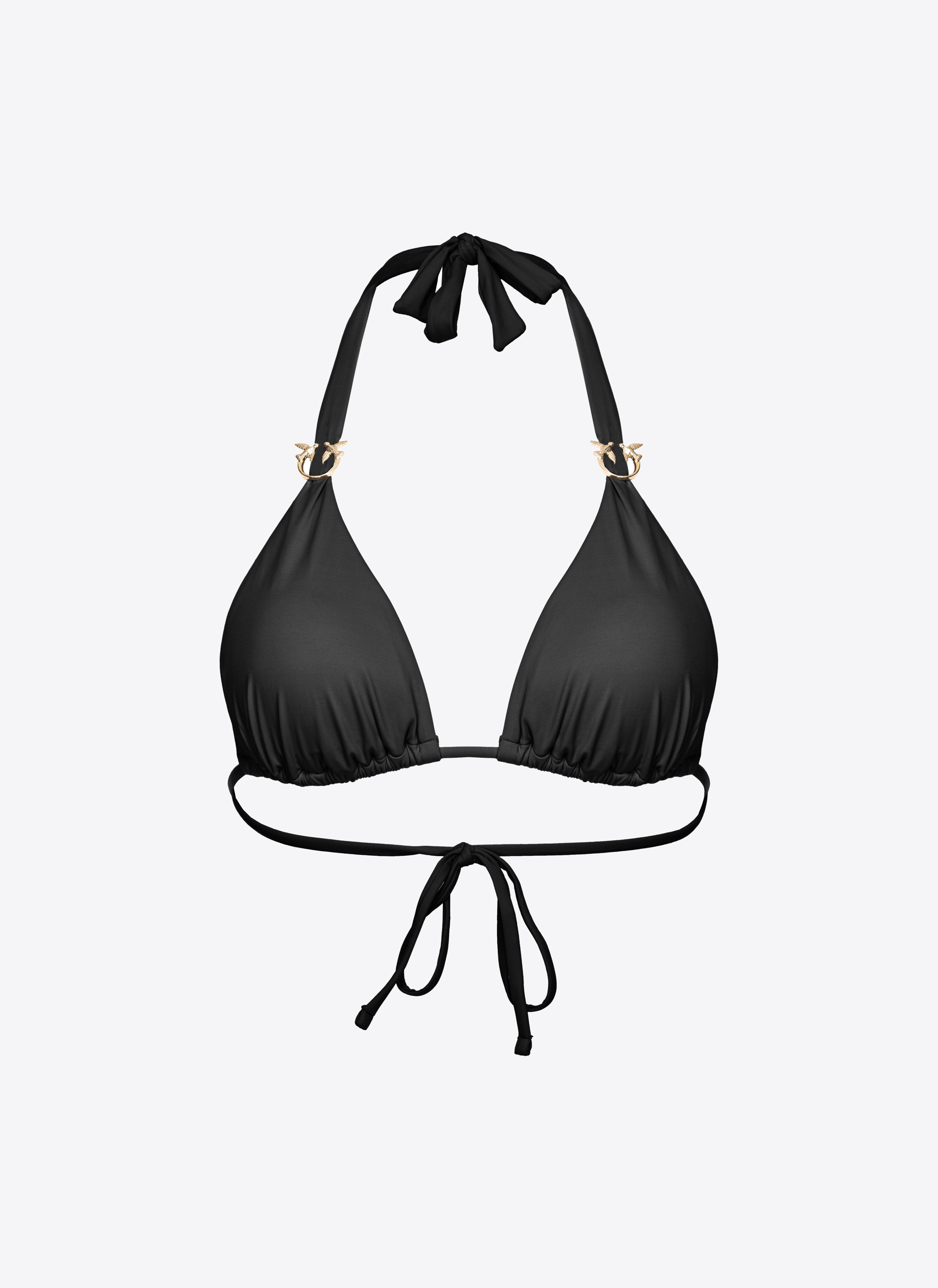 Shop Pinko Triangle Bikini Top With Love Birds Buckle In Noir Limousine