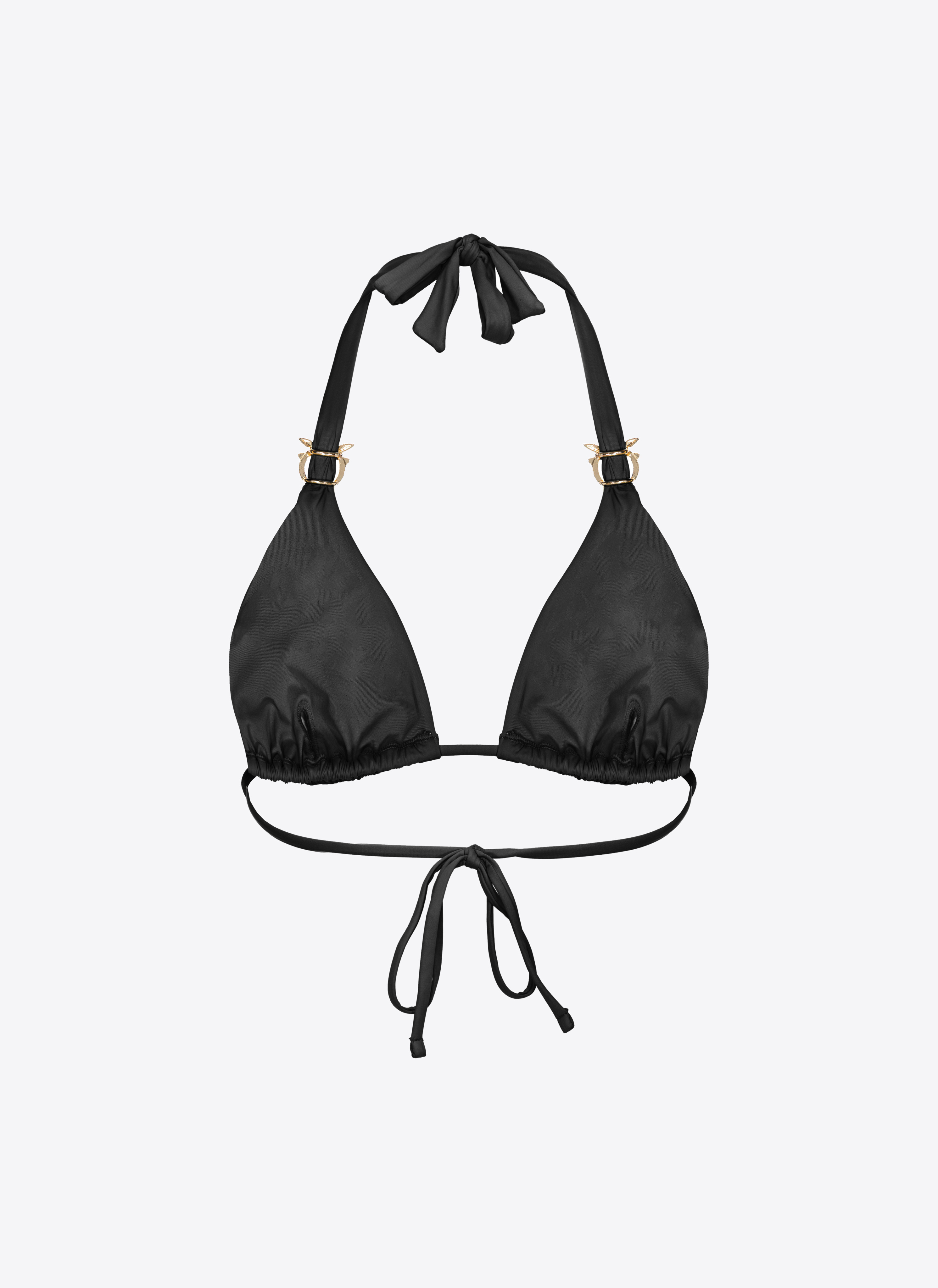 Shop Pinko Triangle Bikini Top With Love Birds Buckle In Noir Limousine