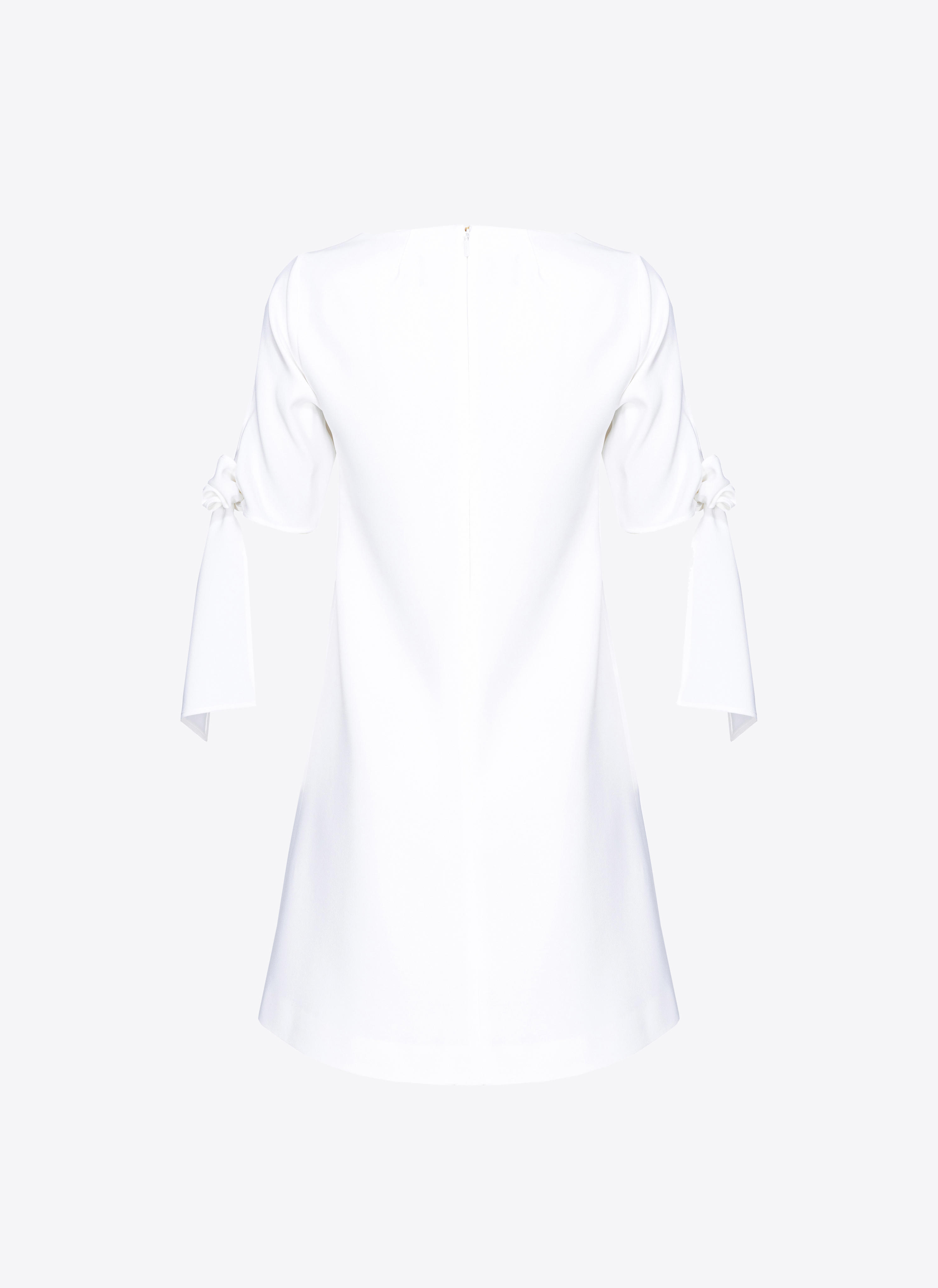 Shop Pinko Mini Dress With Bow On The Sleeves In Blanc Nimbus