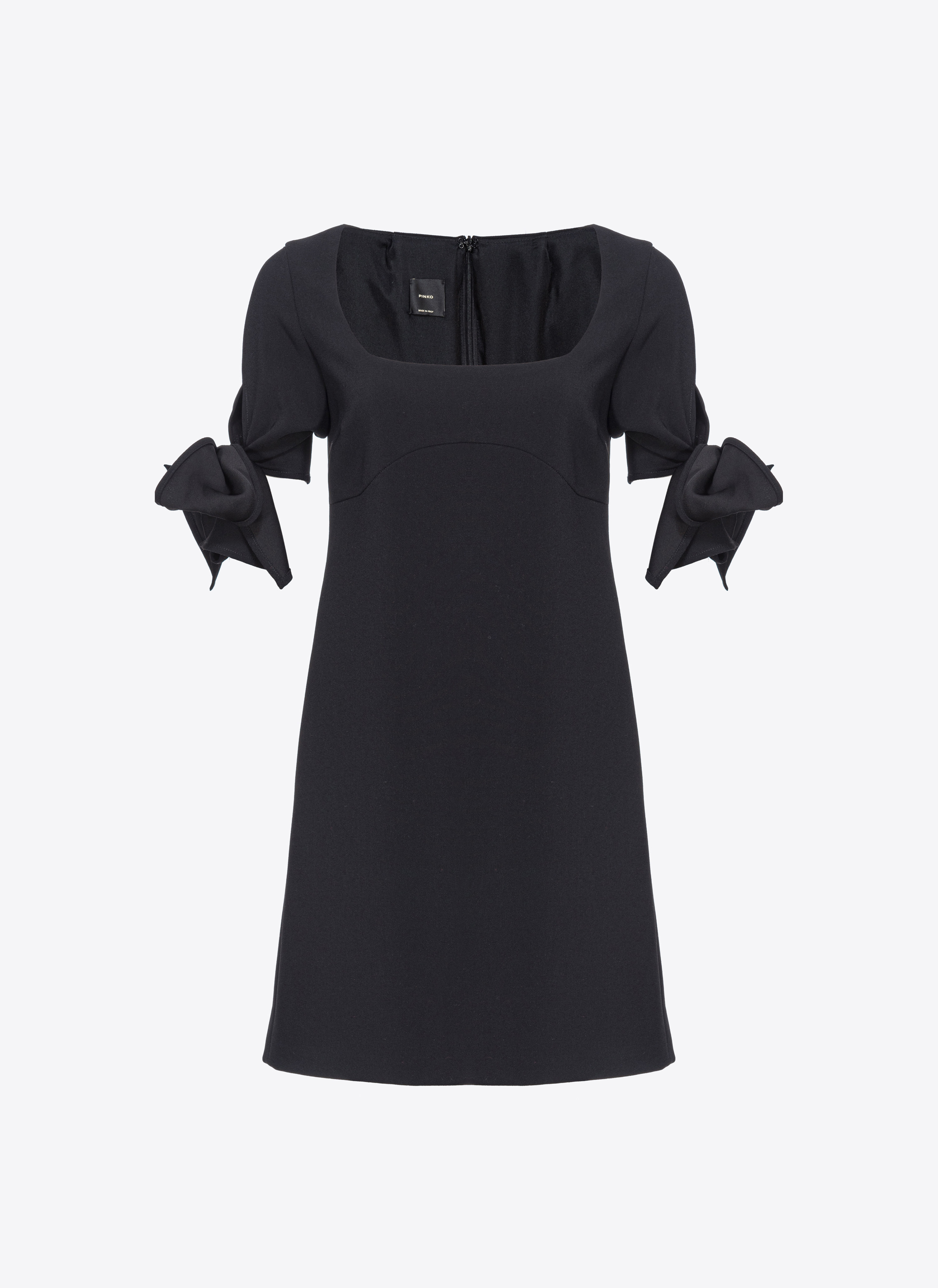 Pinko Mini Dress With Bow On The Sleeves In Limo Black