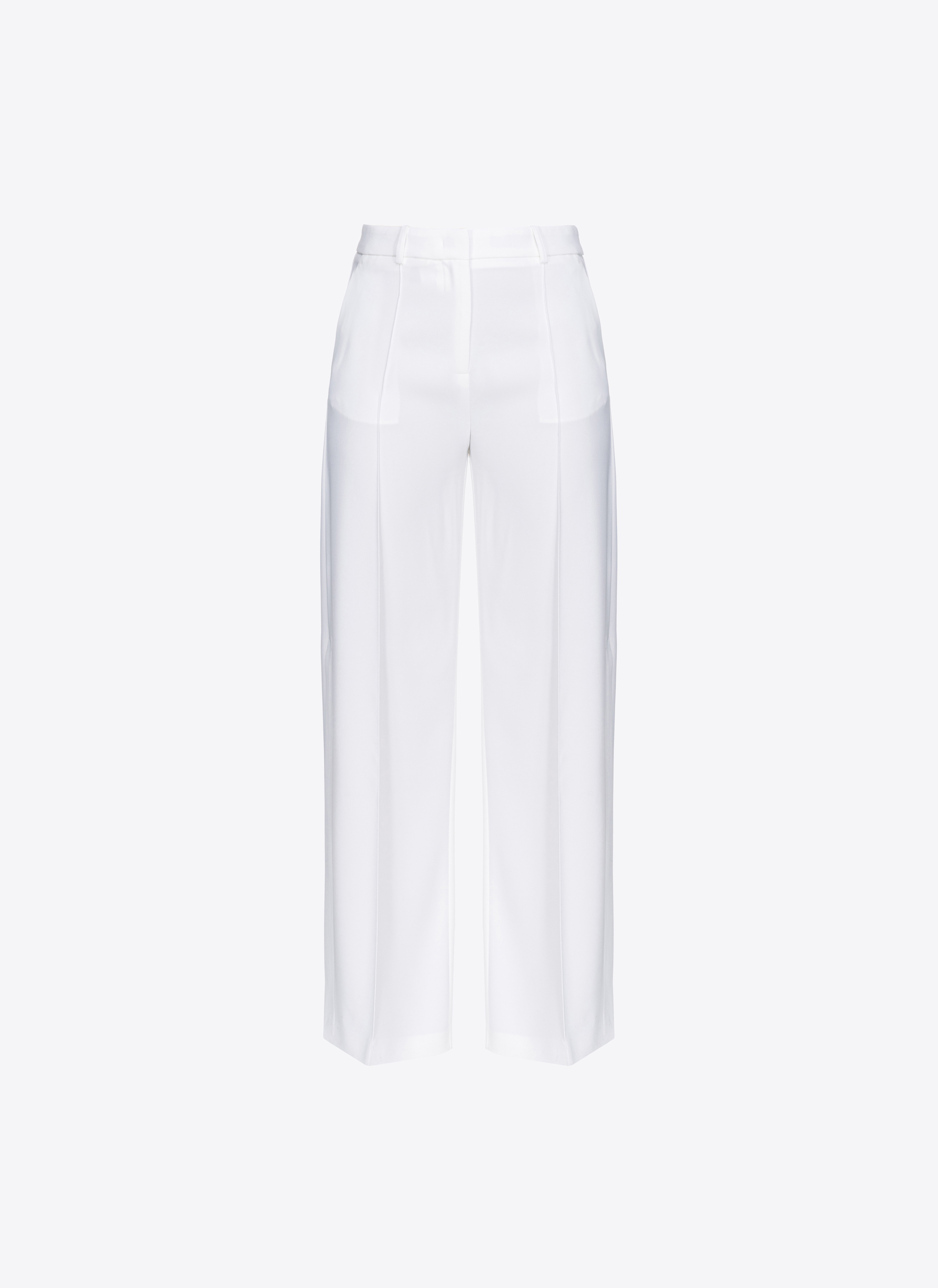 Pinko Wide-leg Trousers With Side Slit In Cloud White