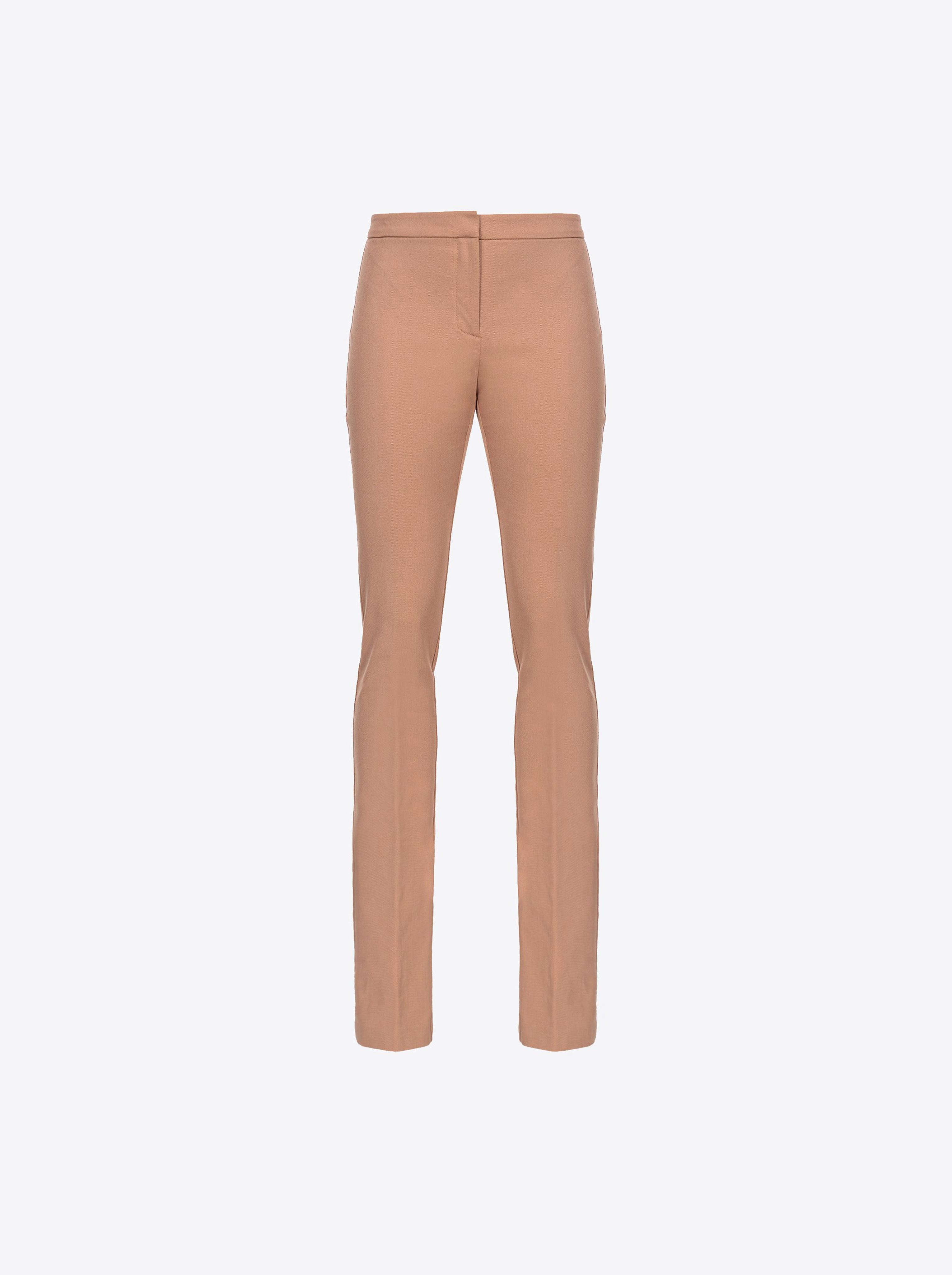 Pinko Trousers With Slit At The Back In Tawny-brown Beige