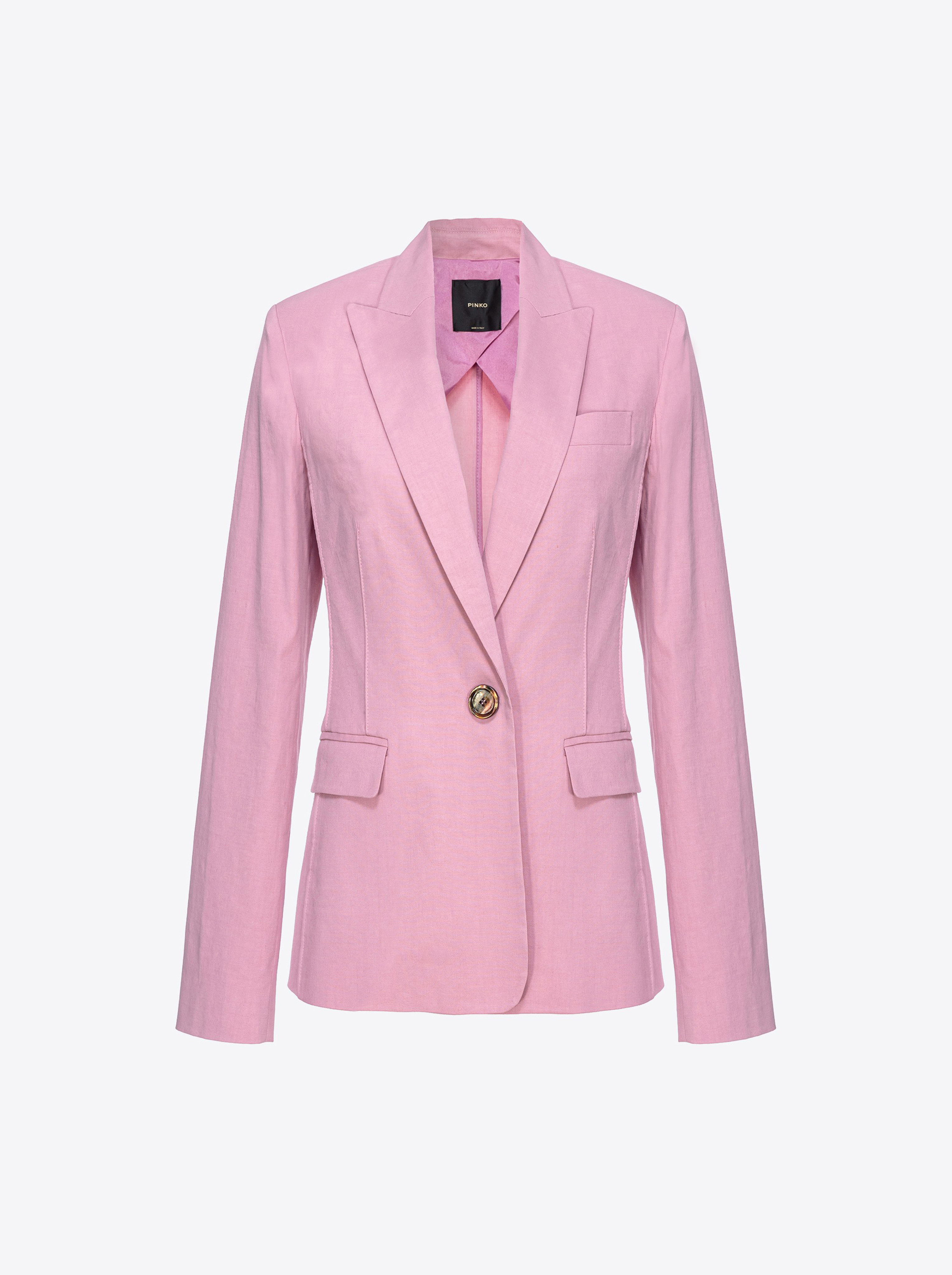 Shop Pinko Blazer Monopetto Lino Stretch In Orchid Smoke