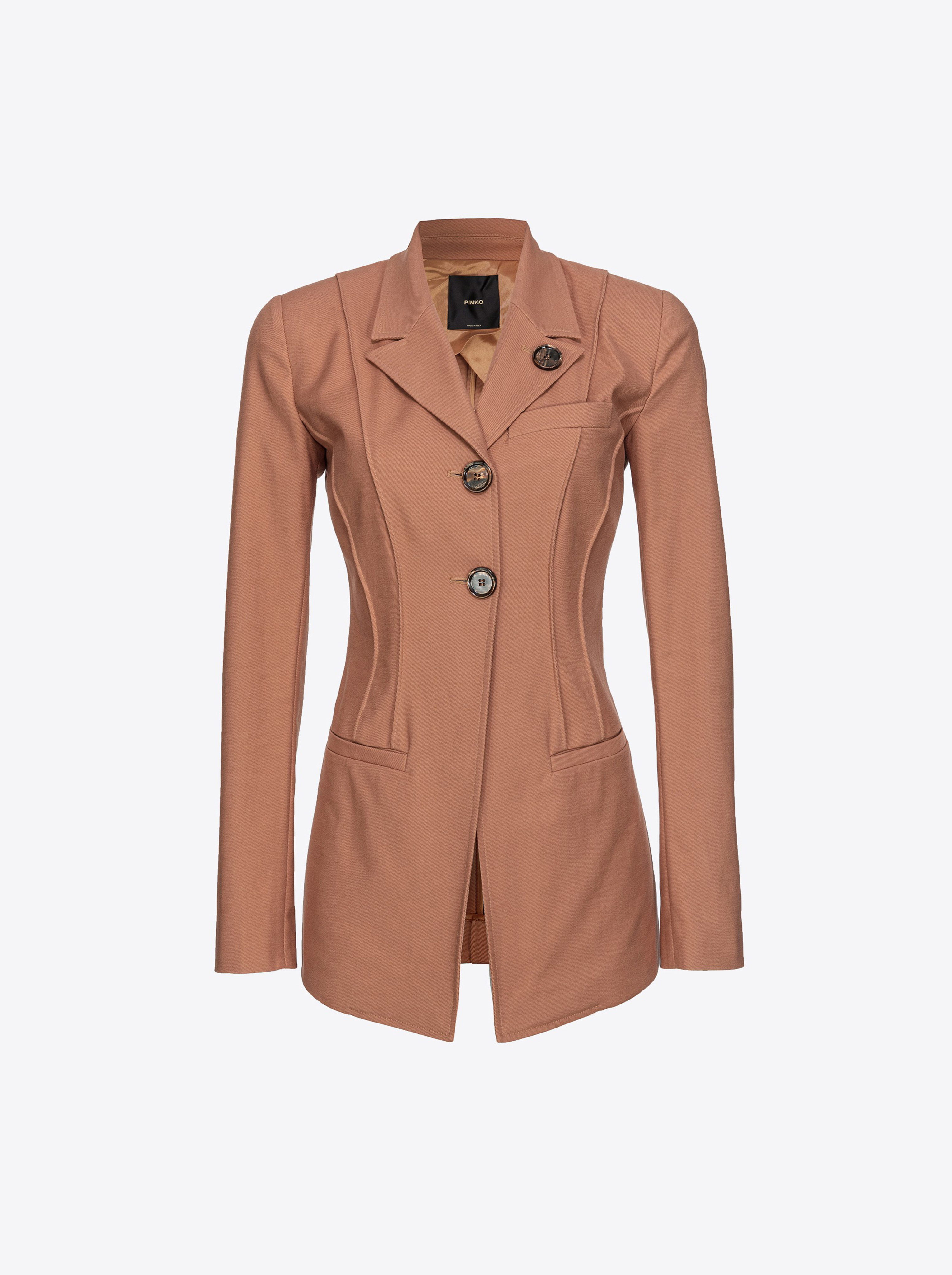 Pinko Slim-fit Stretch Blazer In Tawny-brown Beige