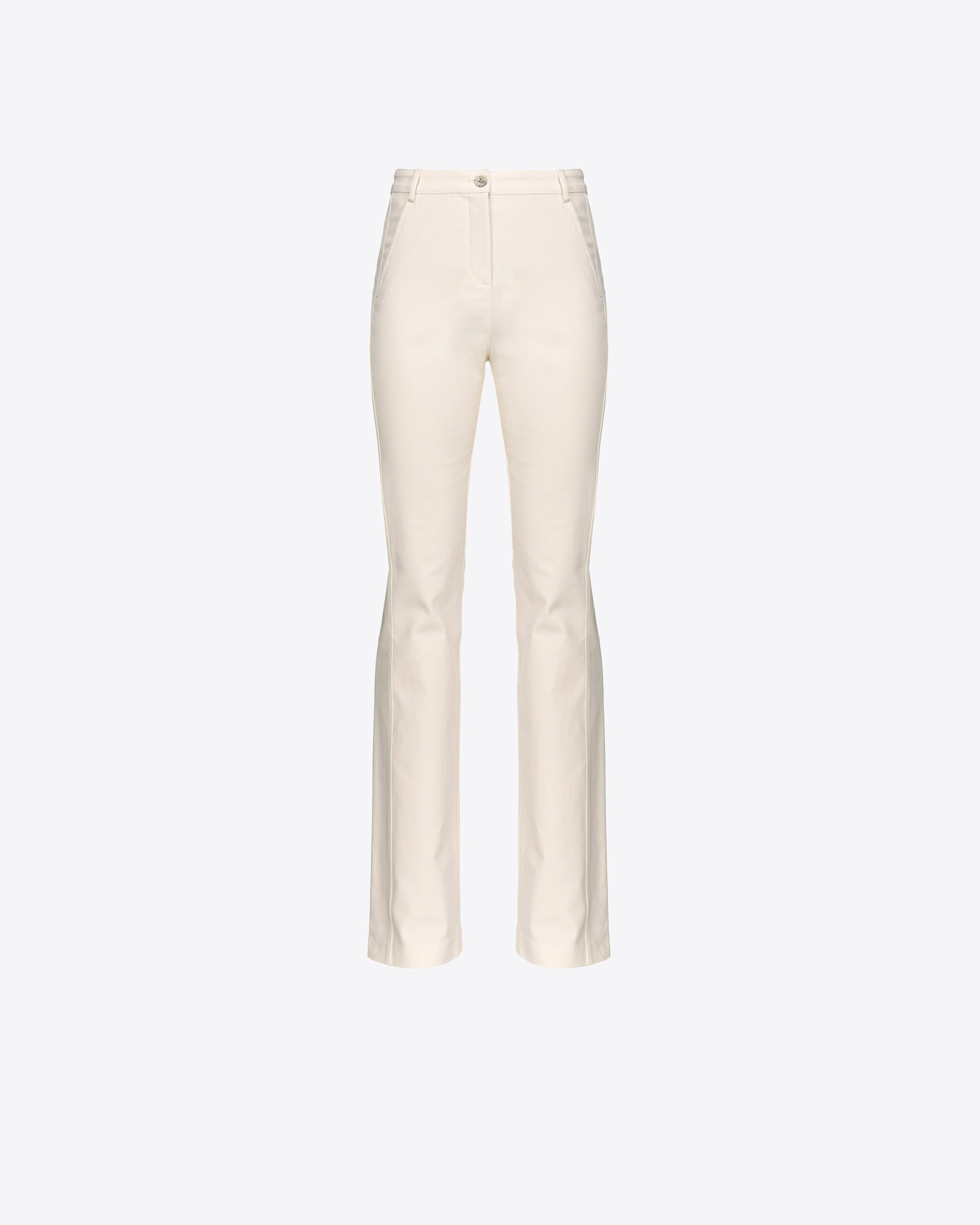 Pinko Flared Tricotine Trousers In  Rose Fumé Blanc