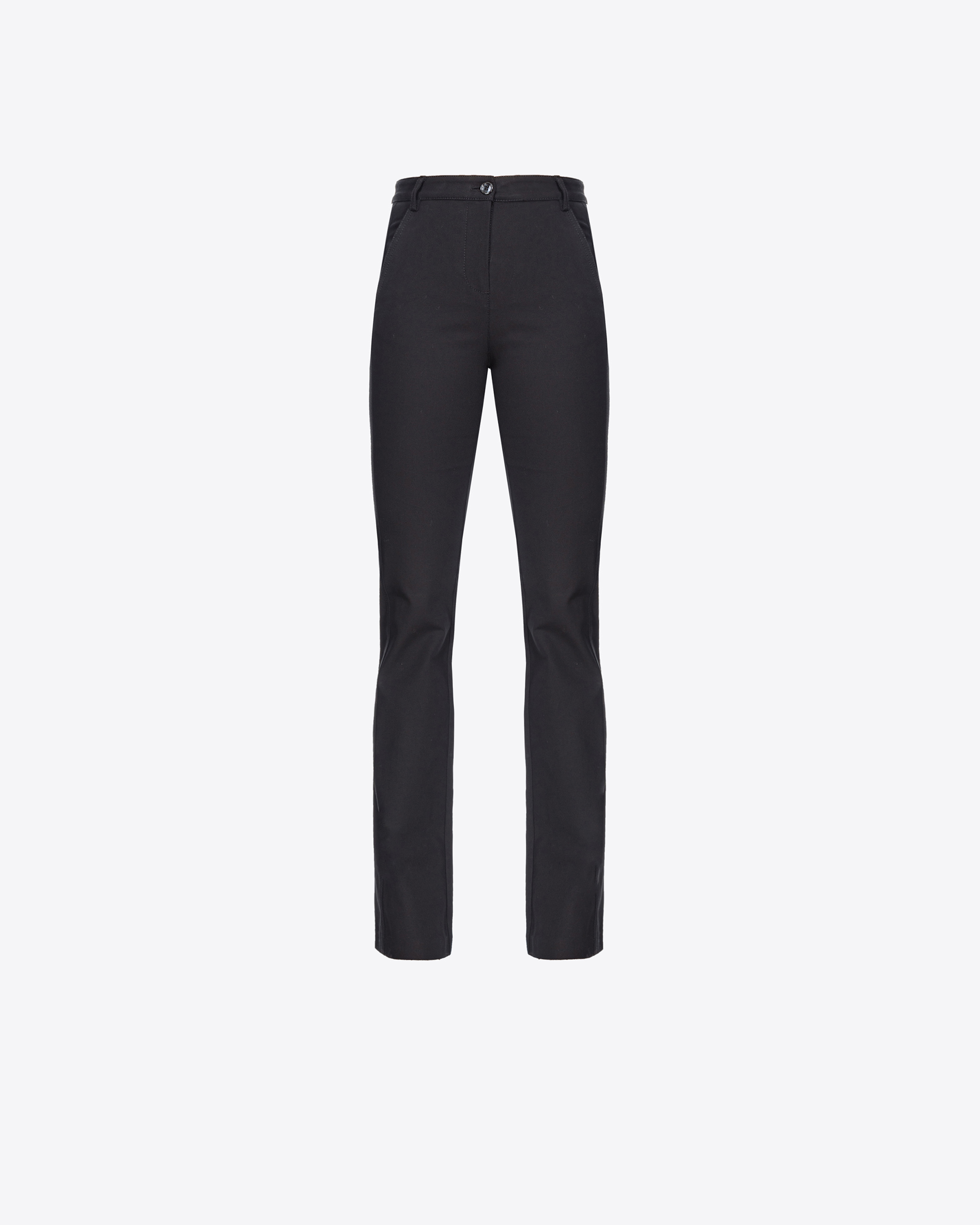 Pinko Flared Tricotine Trousers In Noir Limousine