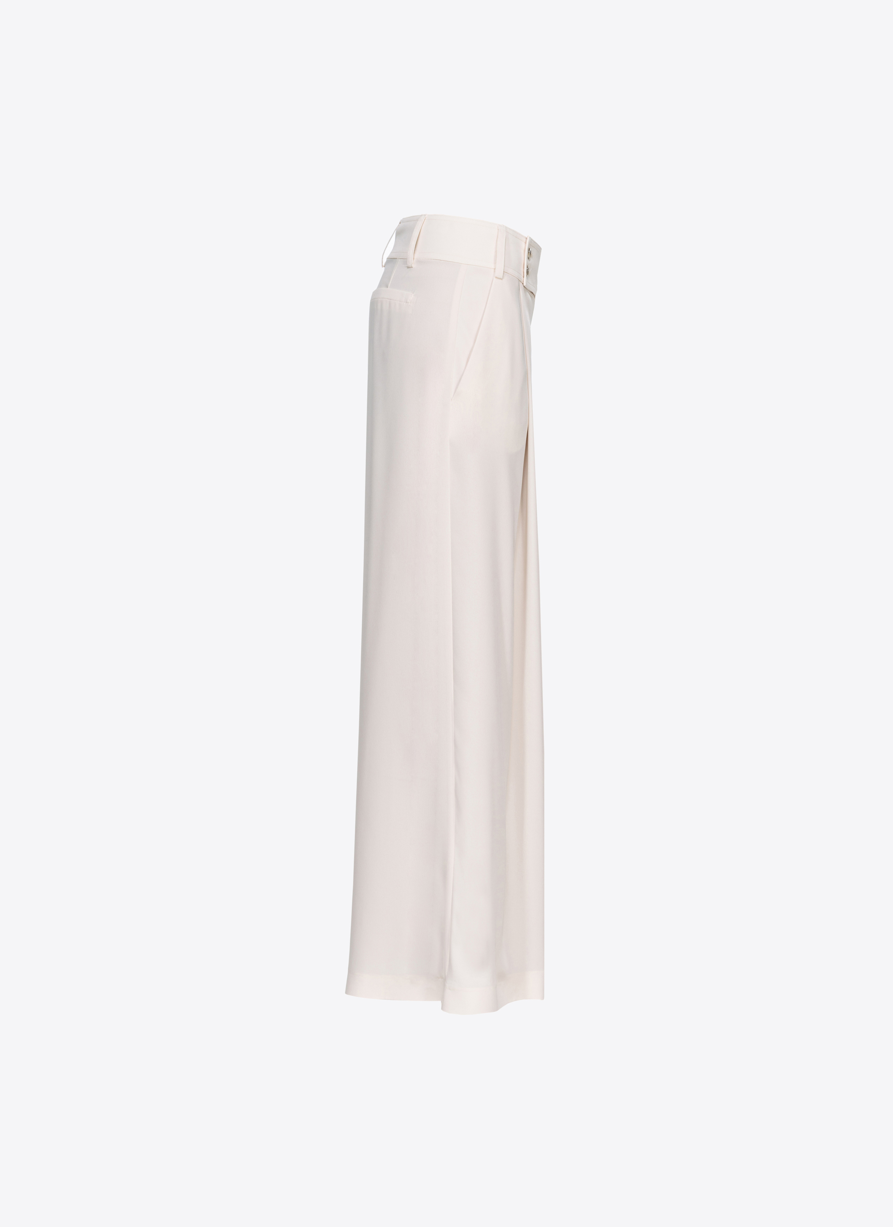 Shop Pinko Pantaloni Palazzo Satin Matte In  Pink Smoke White