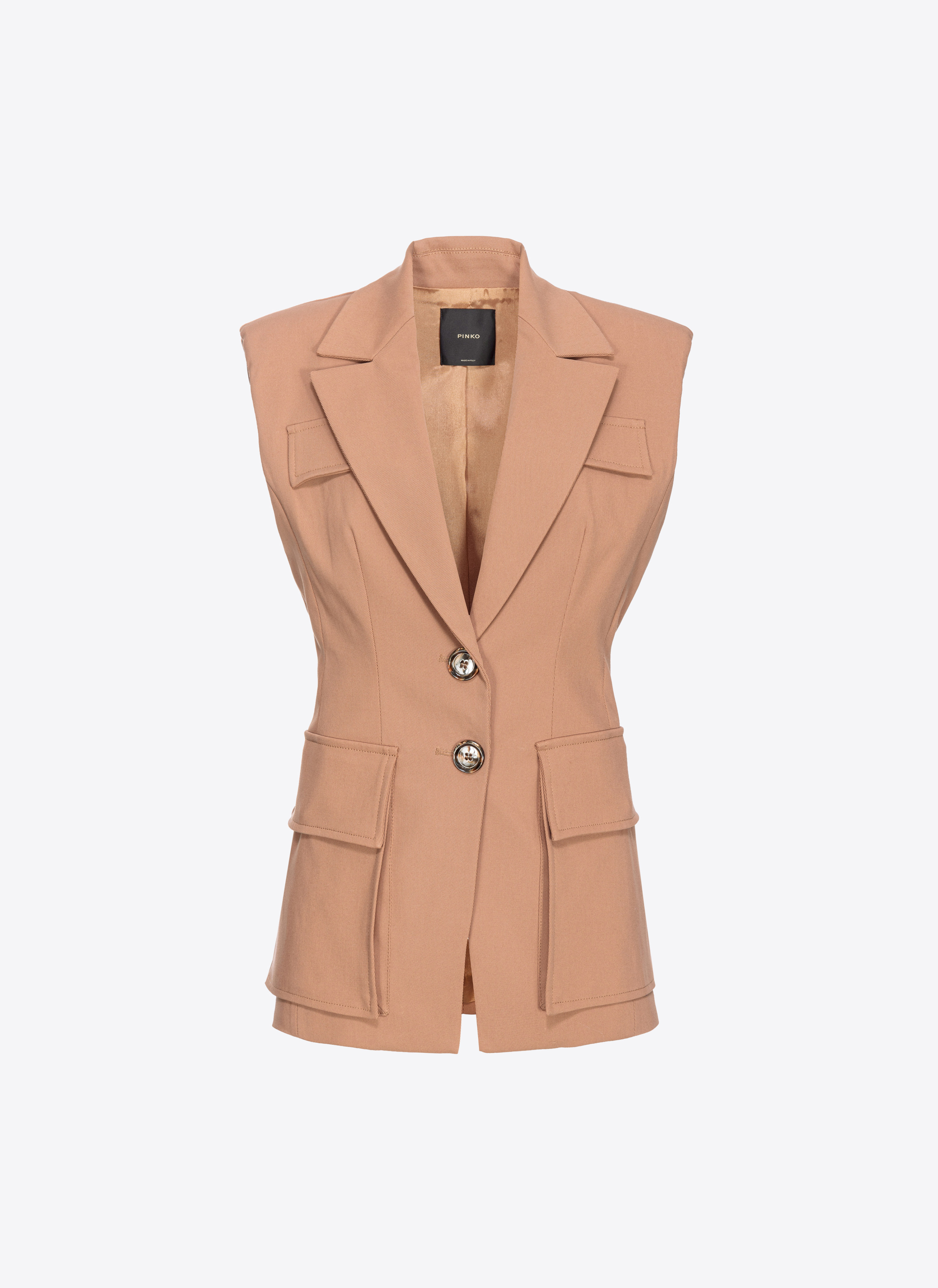 Pinko Gilet Blazer En Tricotine Stretch In Beige Brun Fauve