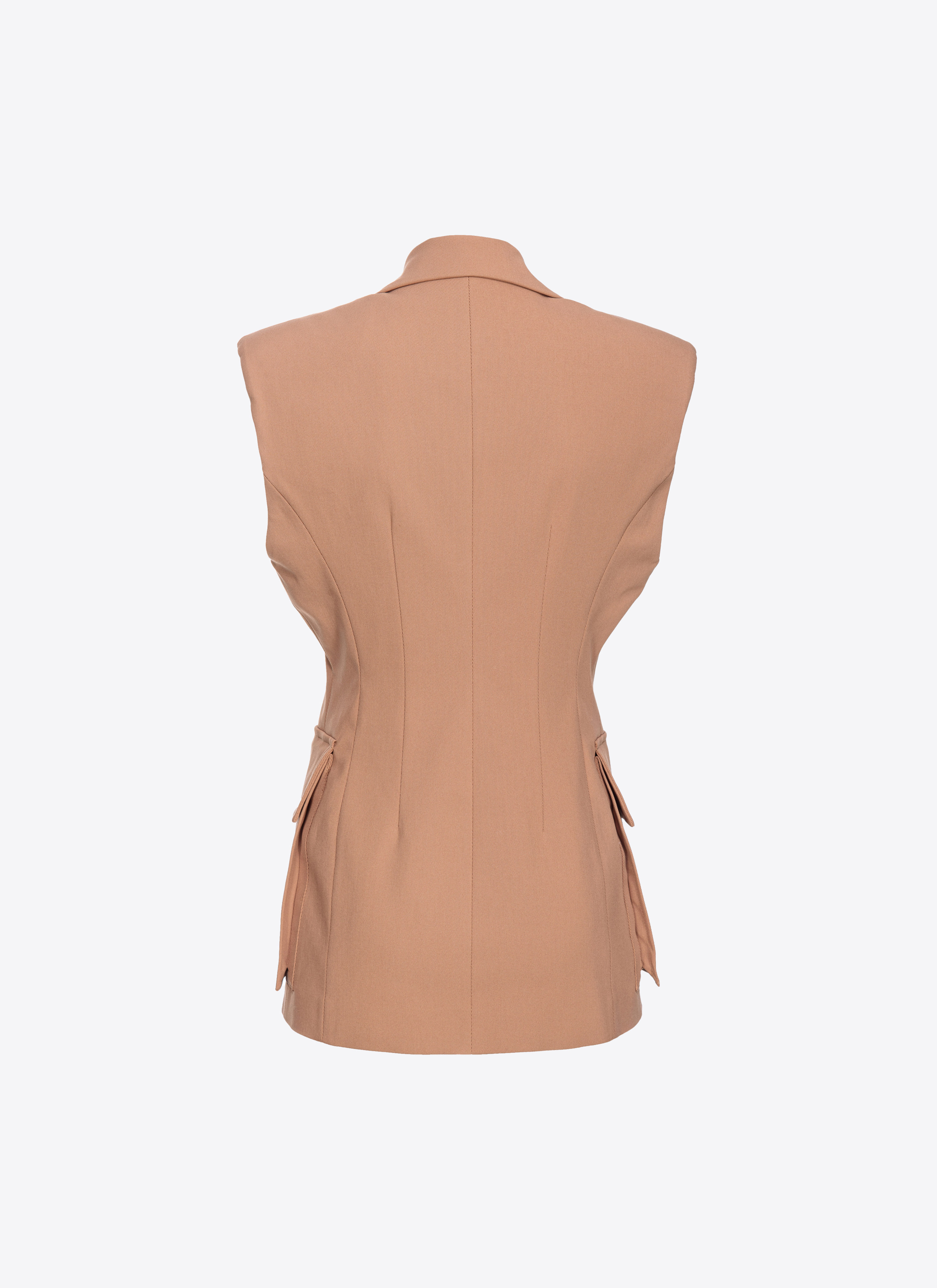 Shop Pinko Gilet Blazer En Tricotine Stretch In Beige Brun Fauve