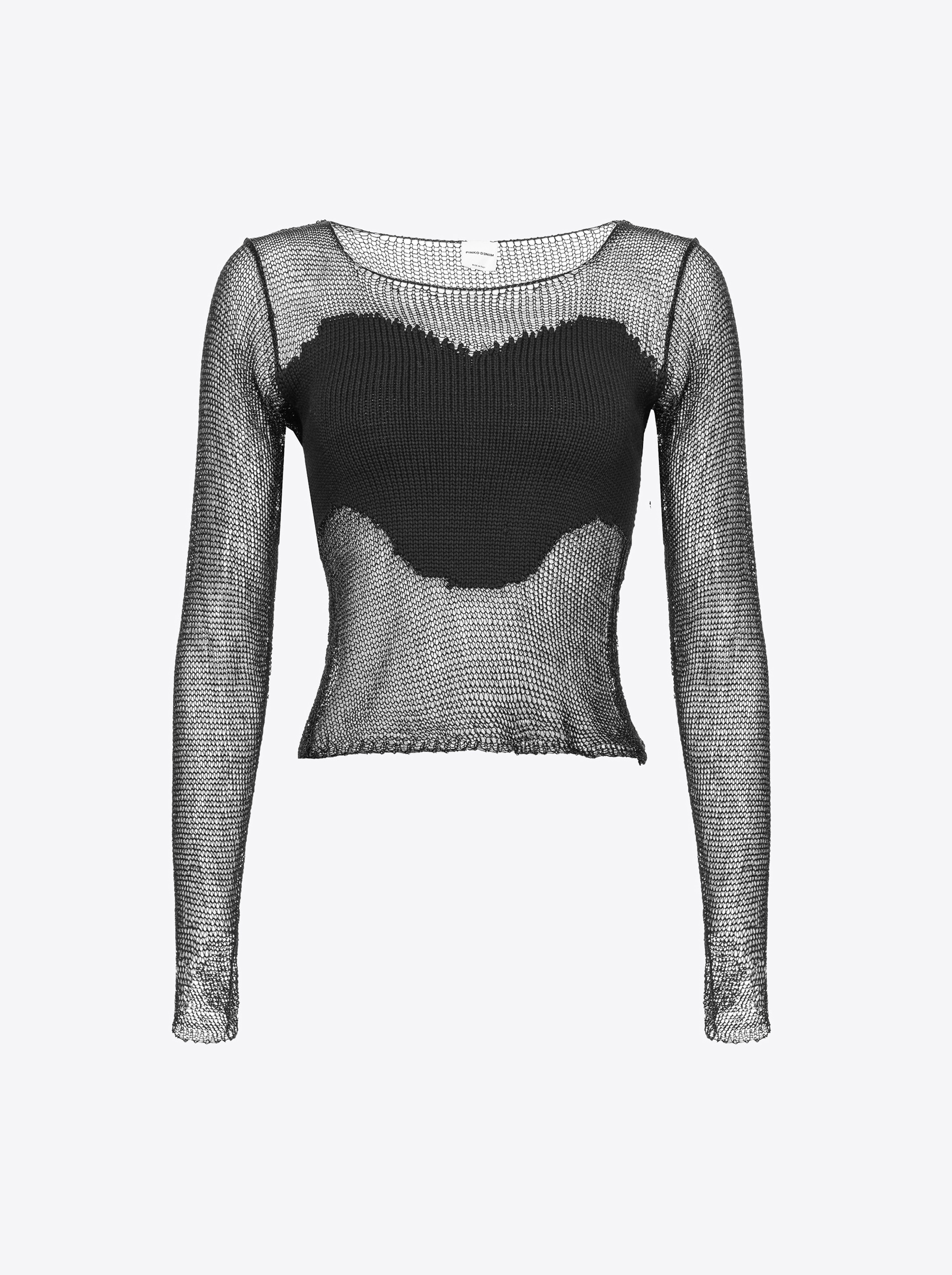 Pinko Mesh Jumper With Patch In Noir Limousine