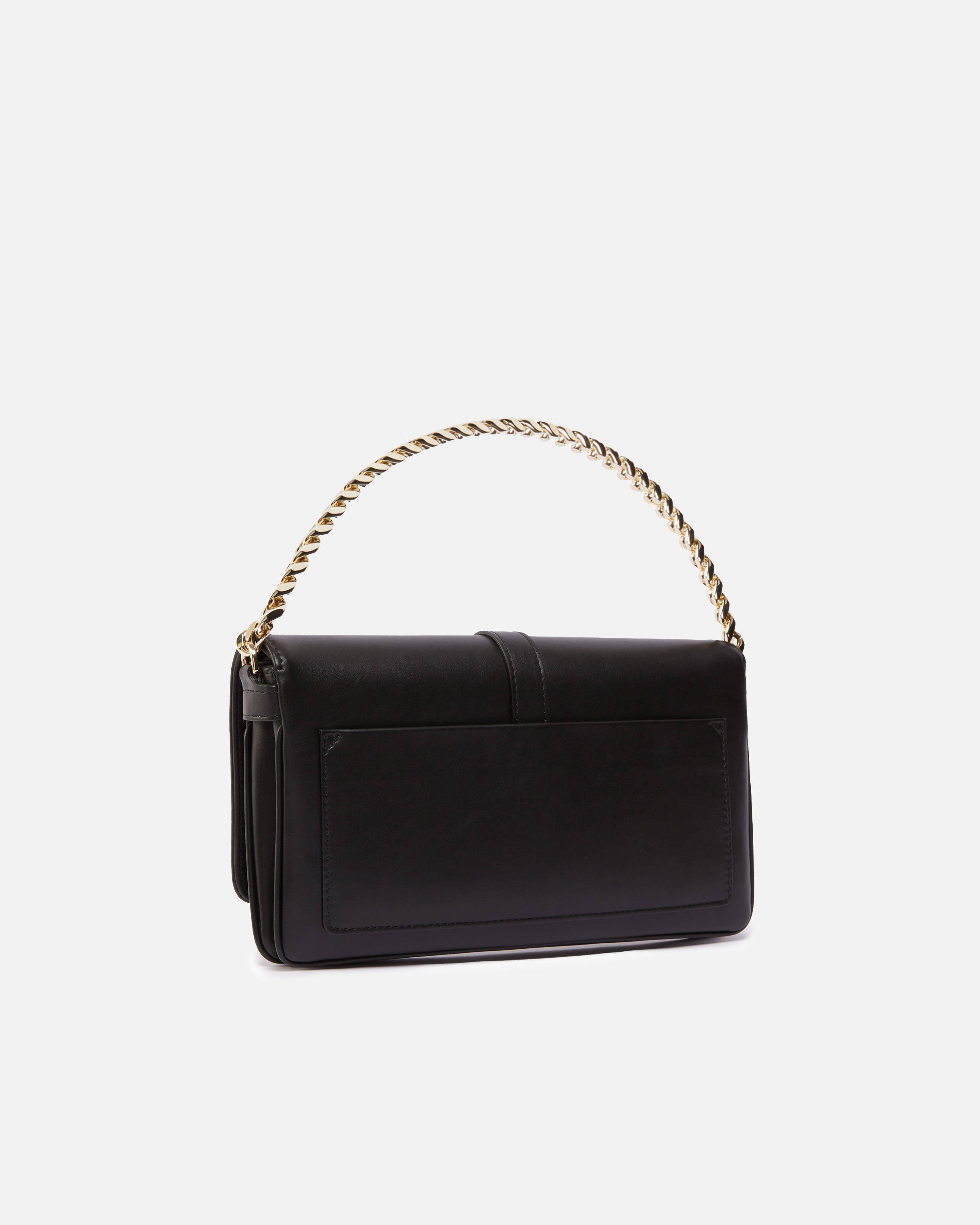 Pinko Leather Shoulder Bag With Chain And Compartments  Galleria In Black-light Gold