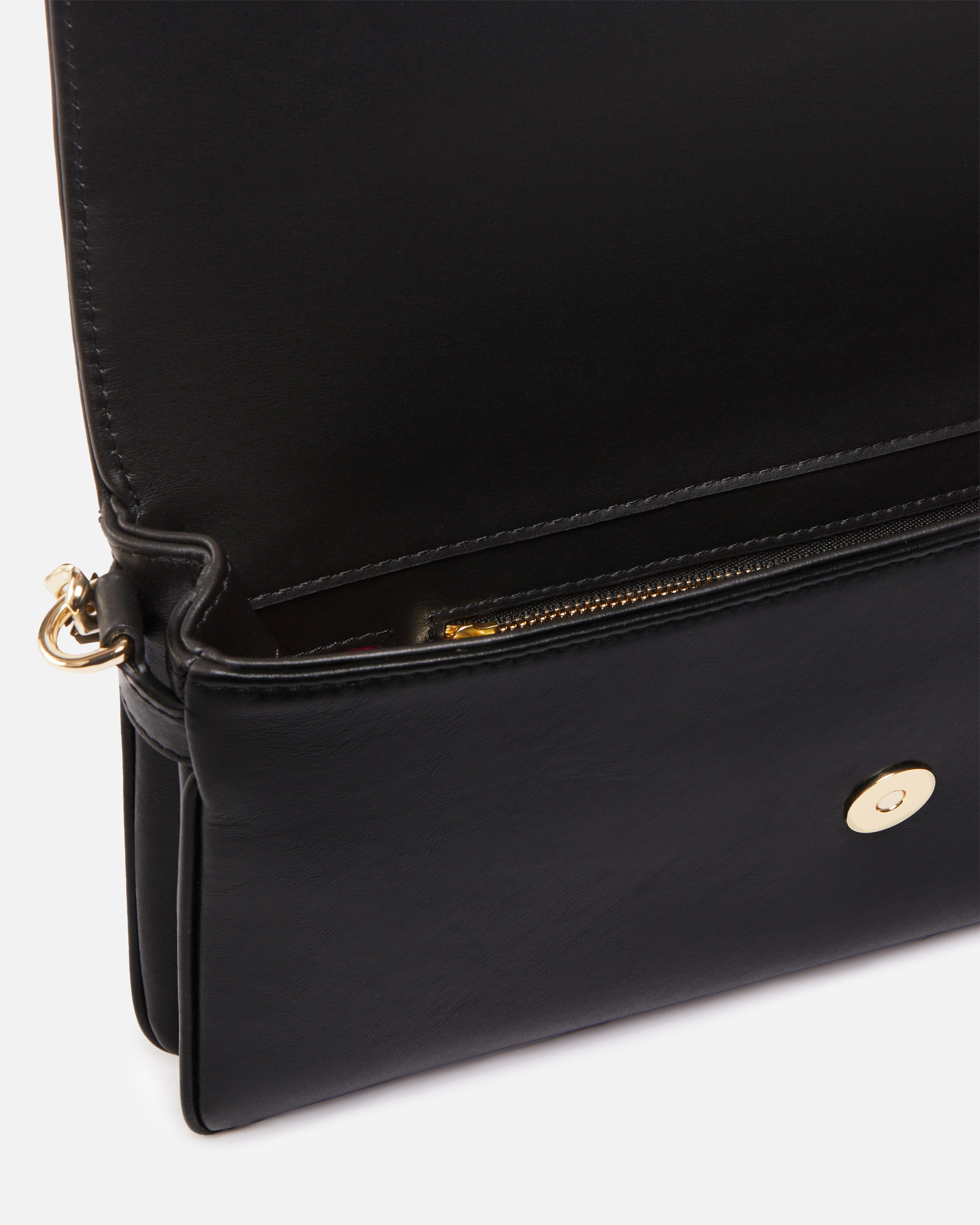 Pinko Leather Shoulder Bag With Chain And Compartments  Galleria In Black-light Gold