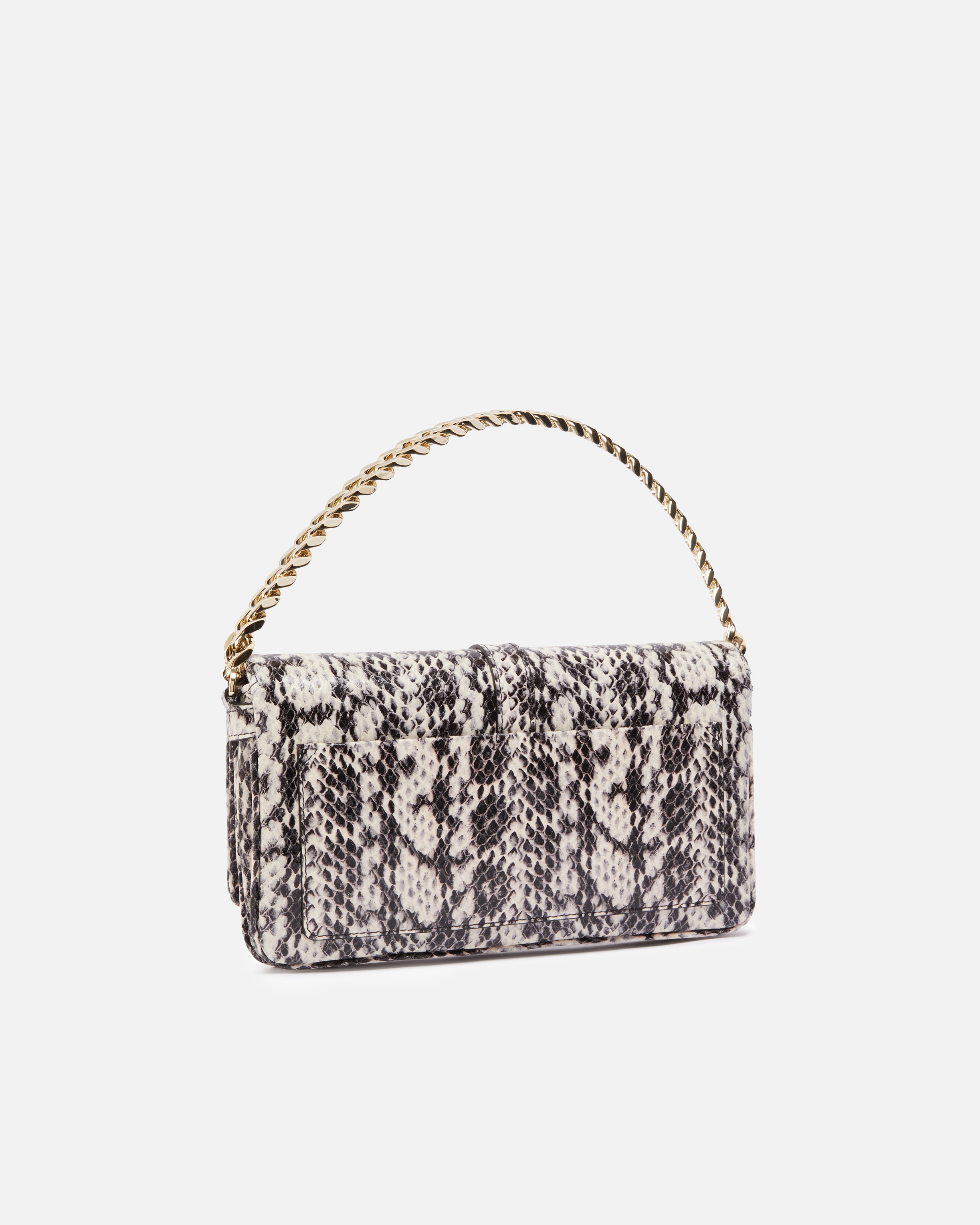 Pinko Reptile Print Shoulder Bag With Compartments  Galleria In White/black-light Gold