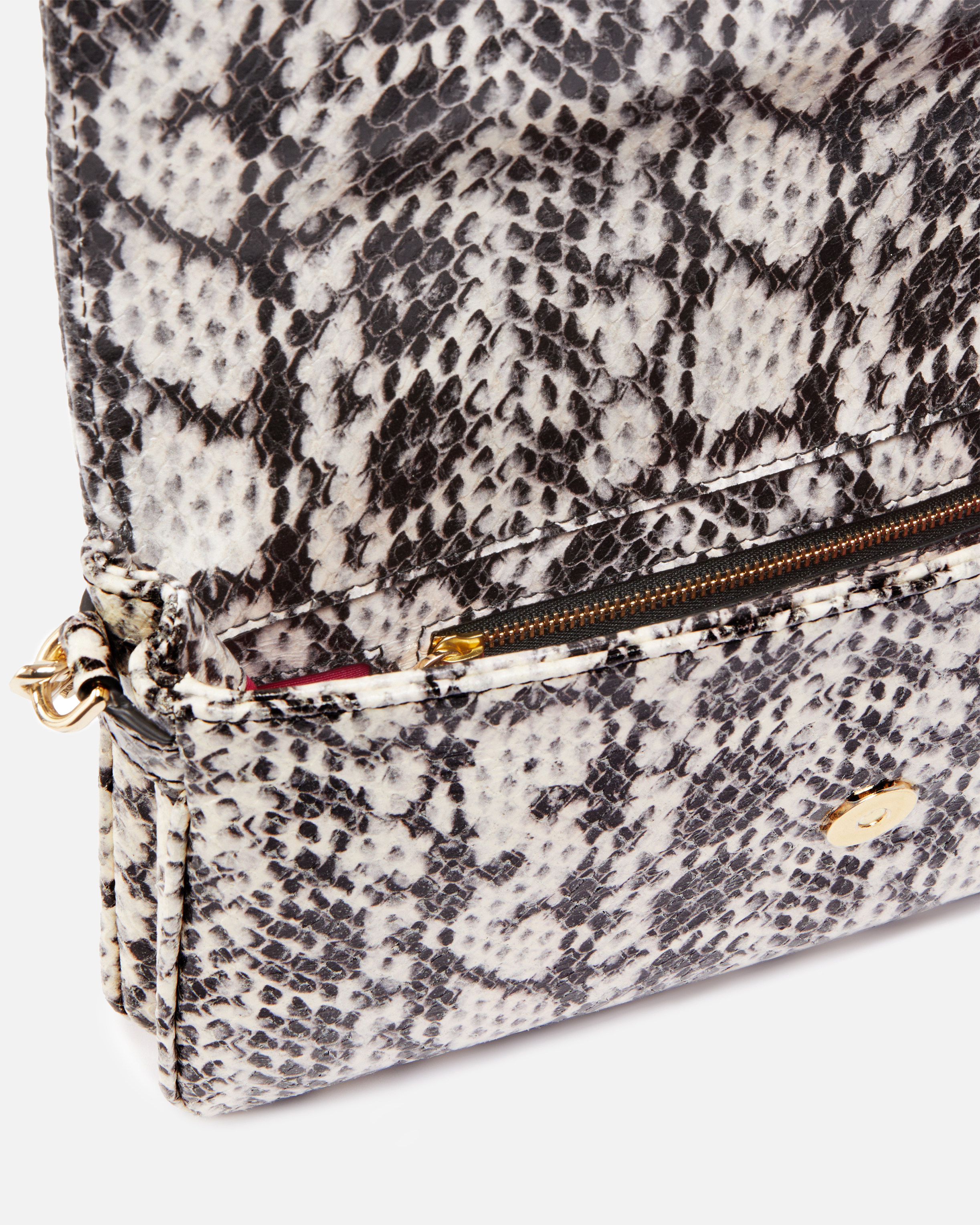 Pinko Reptile Print Shoulder Bag With Compartments  Galleria In White/black-light Gold