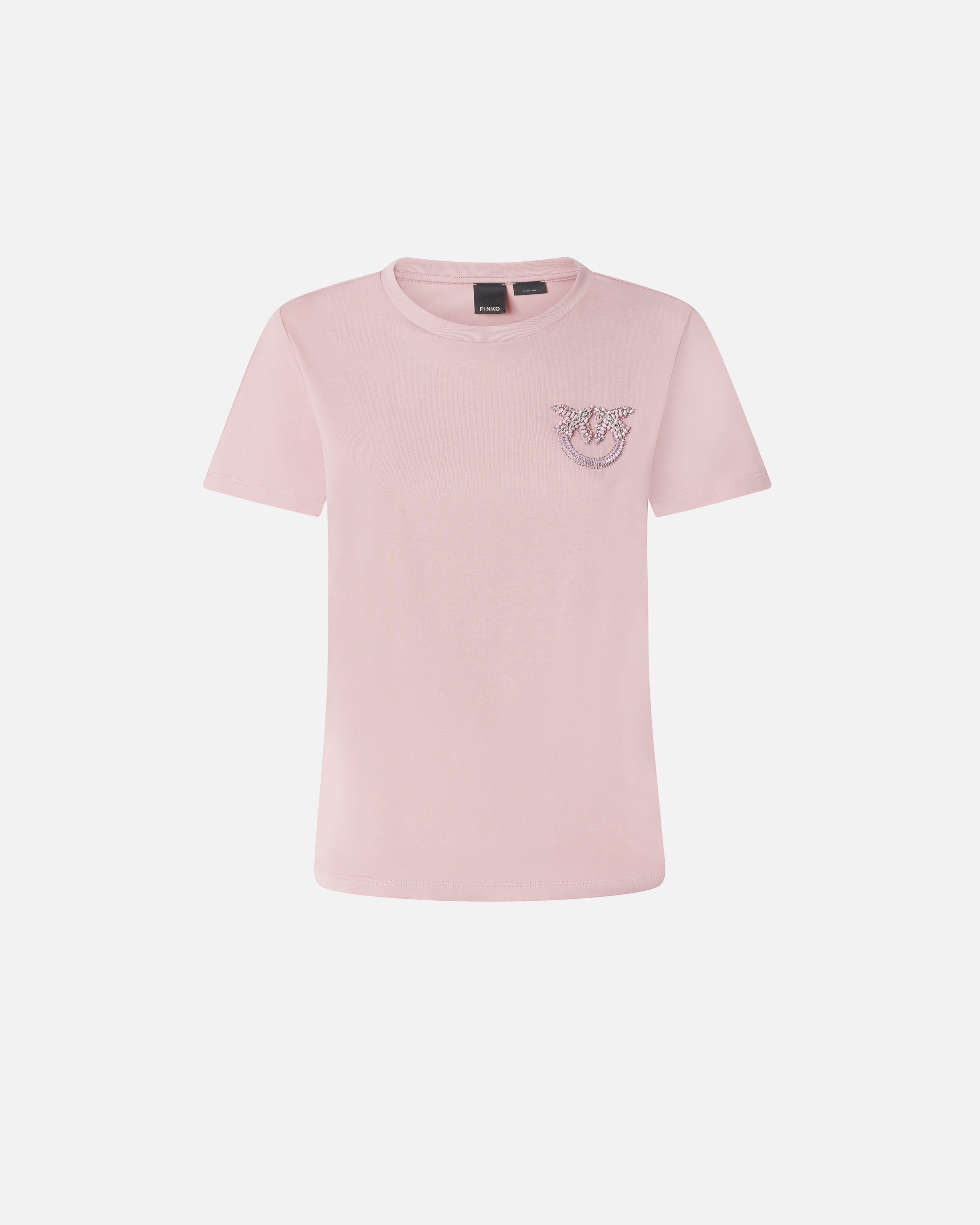 Pinko Kurzarm-T-Shirt mit Love Birds-Schmuckstickerei
